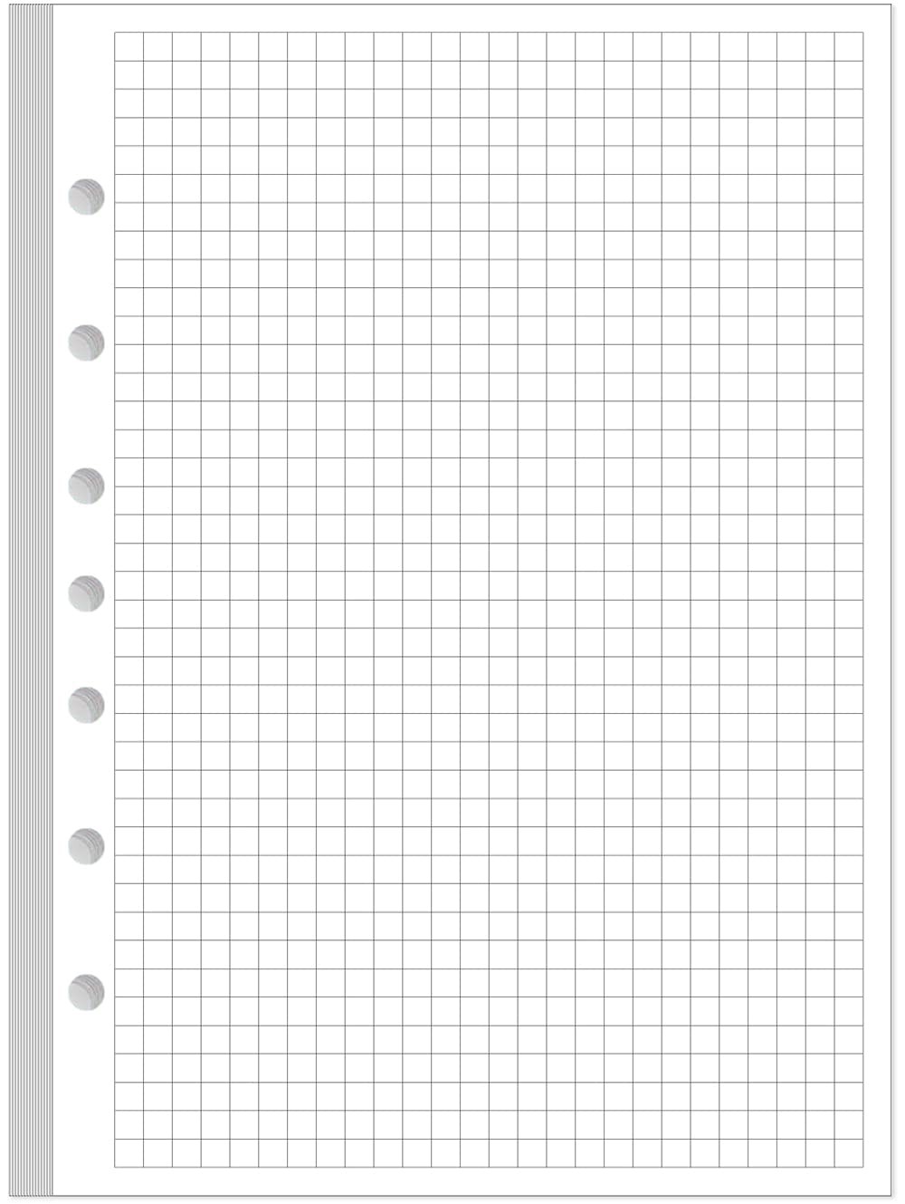 A5 Grid Refill Paper 7Hole Graph 100Sheets/200Pages 100gsm 5.8×8.3 Inch