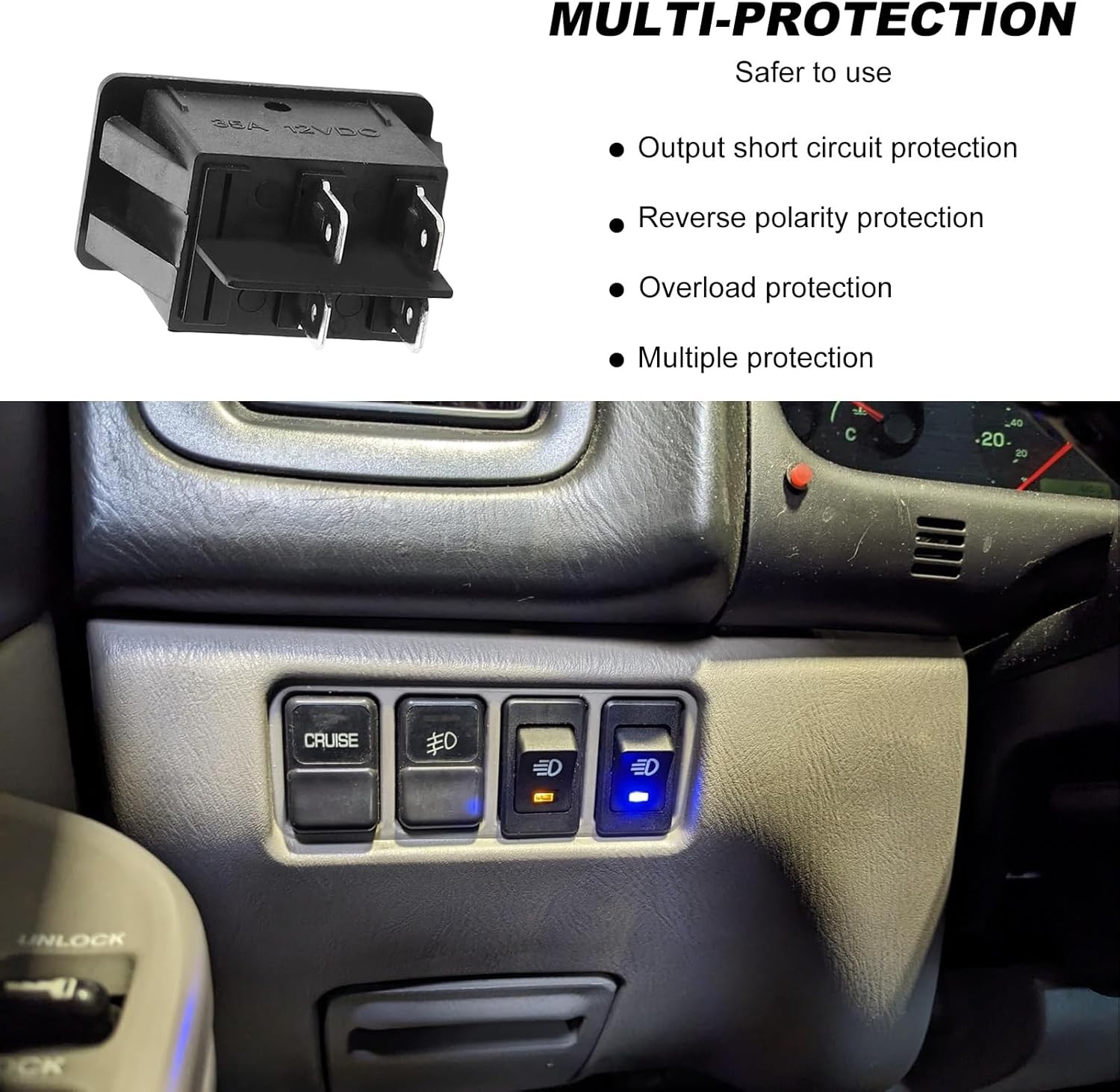 4-Pin 12V 35A SPST ON/Off Toggle Rocker Switch with LED Light, Un Color: 4 PCS