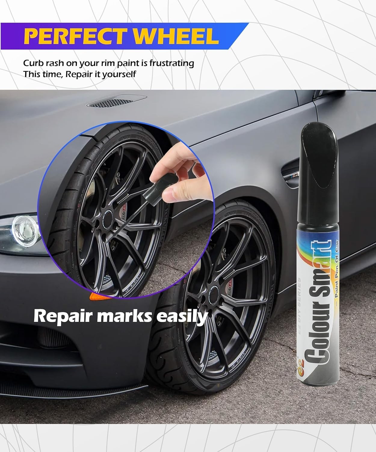 Black Touch-Up Paint Pen for Car Scratch and Wheel Rim Repair