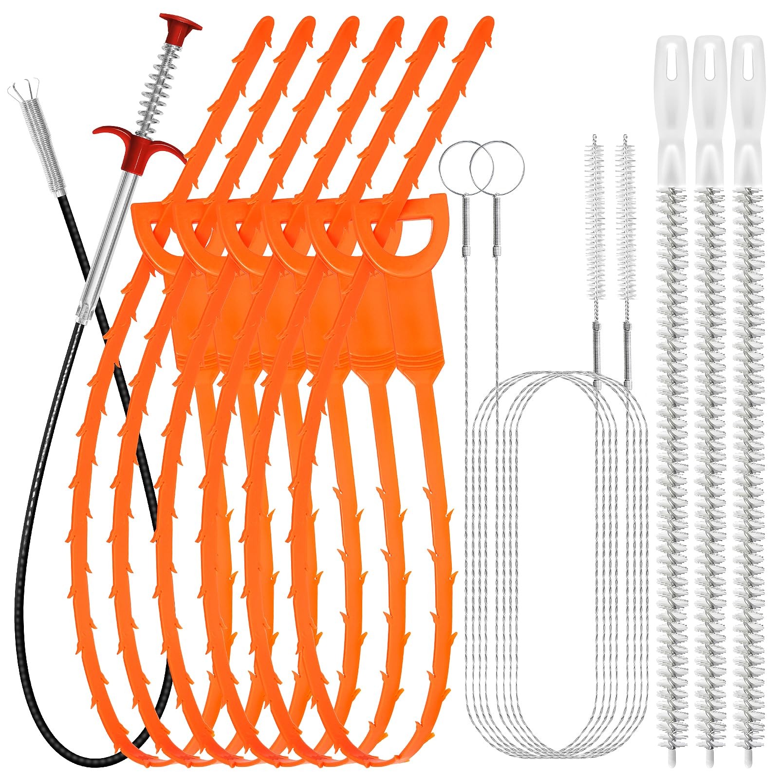 12 Pcs Drain Snake Hair Removal Tool Set 25 Inch and 59 Inch Cleaner