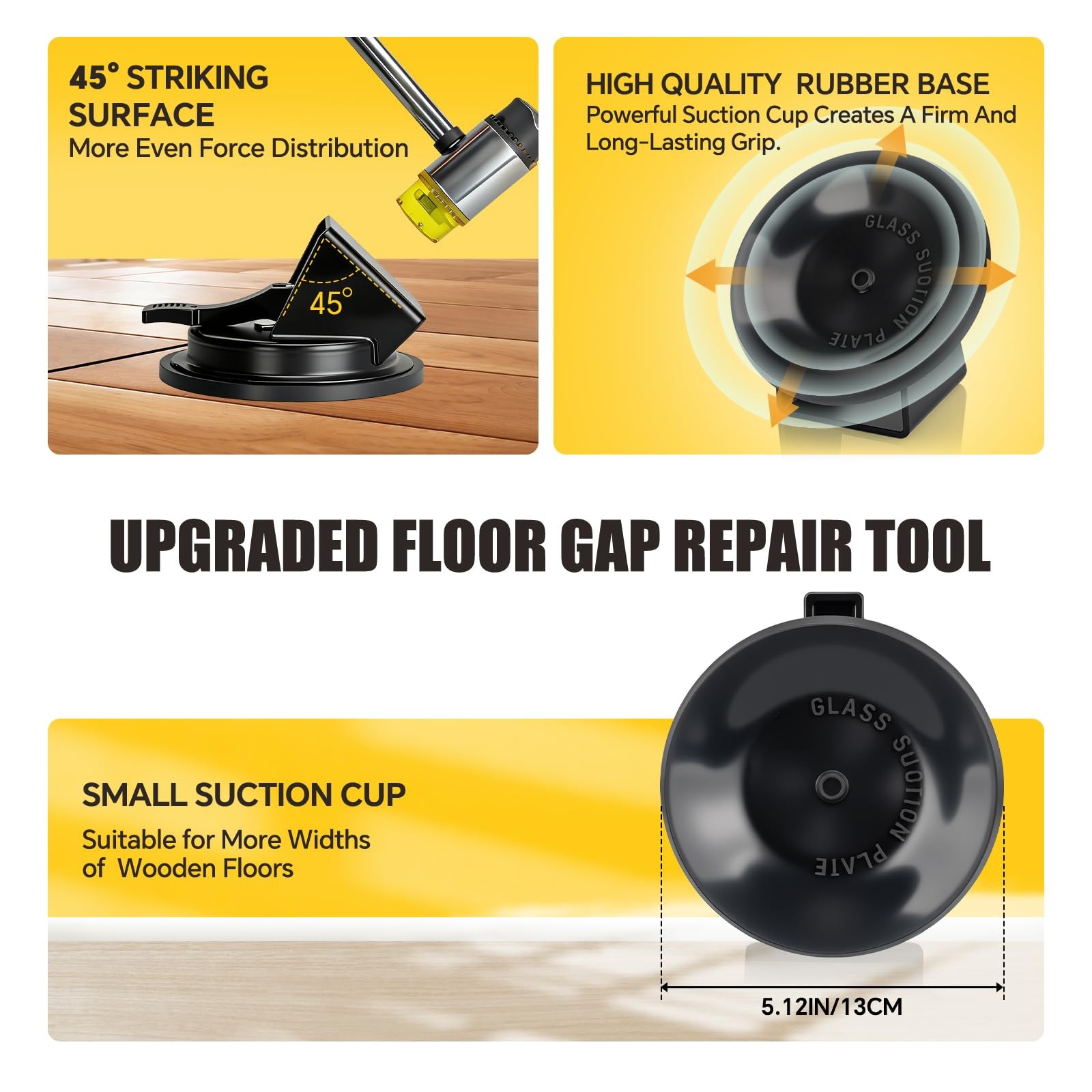 Heavy Duty Floor Gap Fixer Tool, Laminate Flooring Tool 5.2 inches, Black-B01