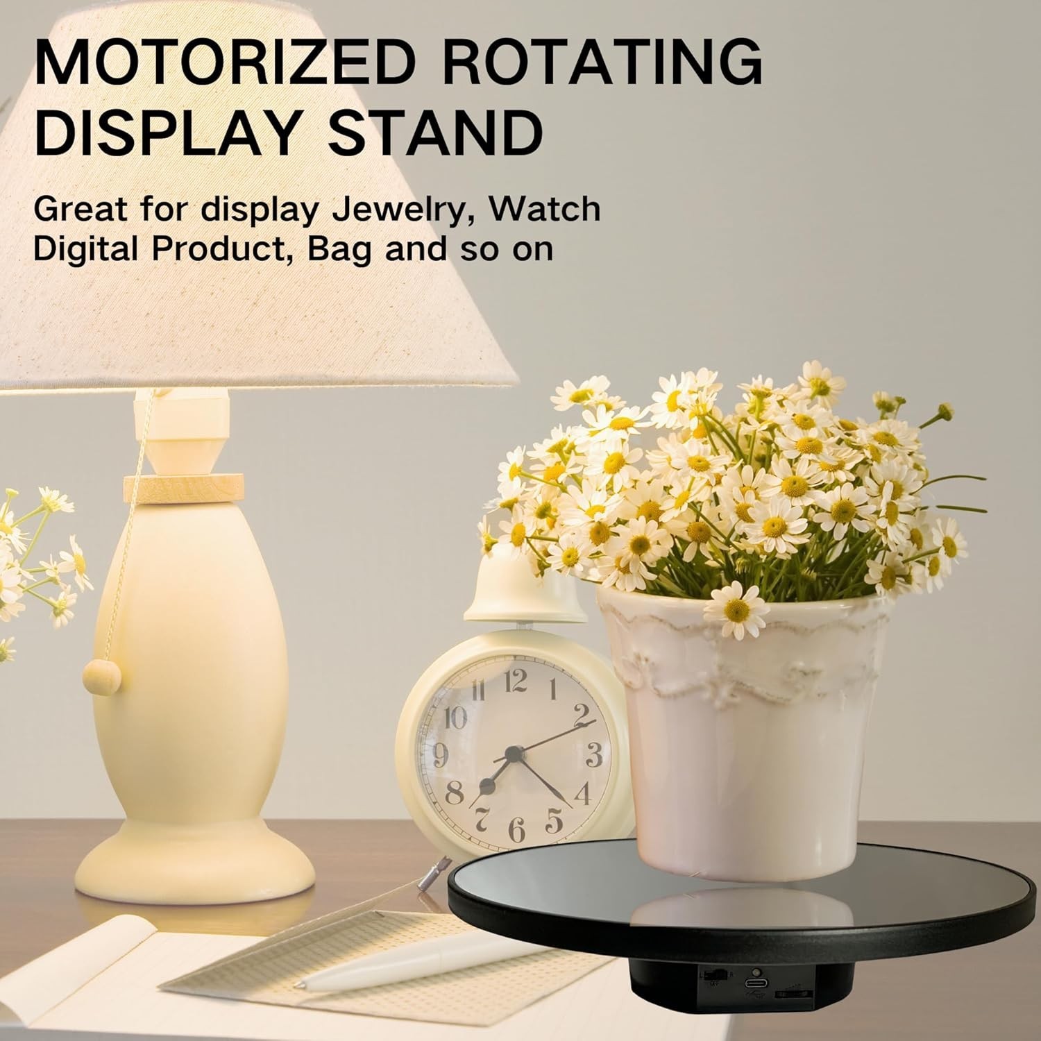 Motorized 10in Electric Rotating Display Stand Holds 11lbs Jewelry Photography