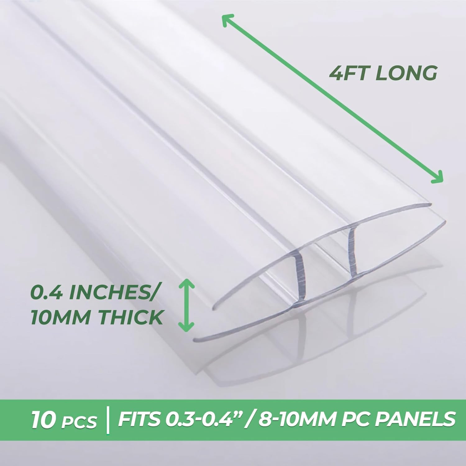 Polycarbonate Greenhouse Panels Connectors – 0.4″ Thick, Fit 10Mm or 8Mm Twin-Wa