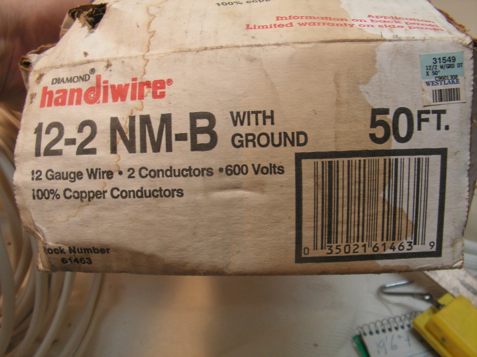 Vintage Diamond Handiwire Cable Romex Copper Wire Cable 12/2 NM-B 49+ft 100% Cop