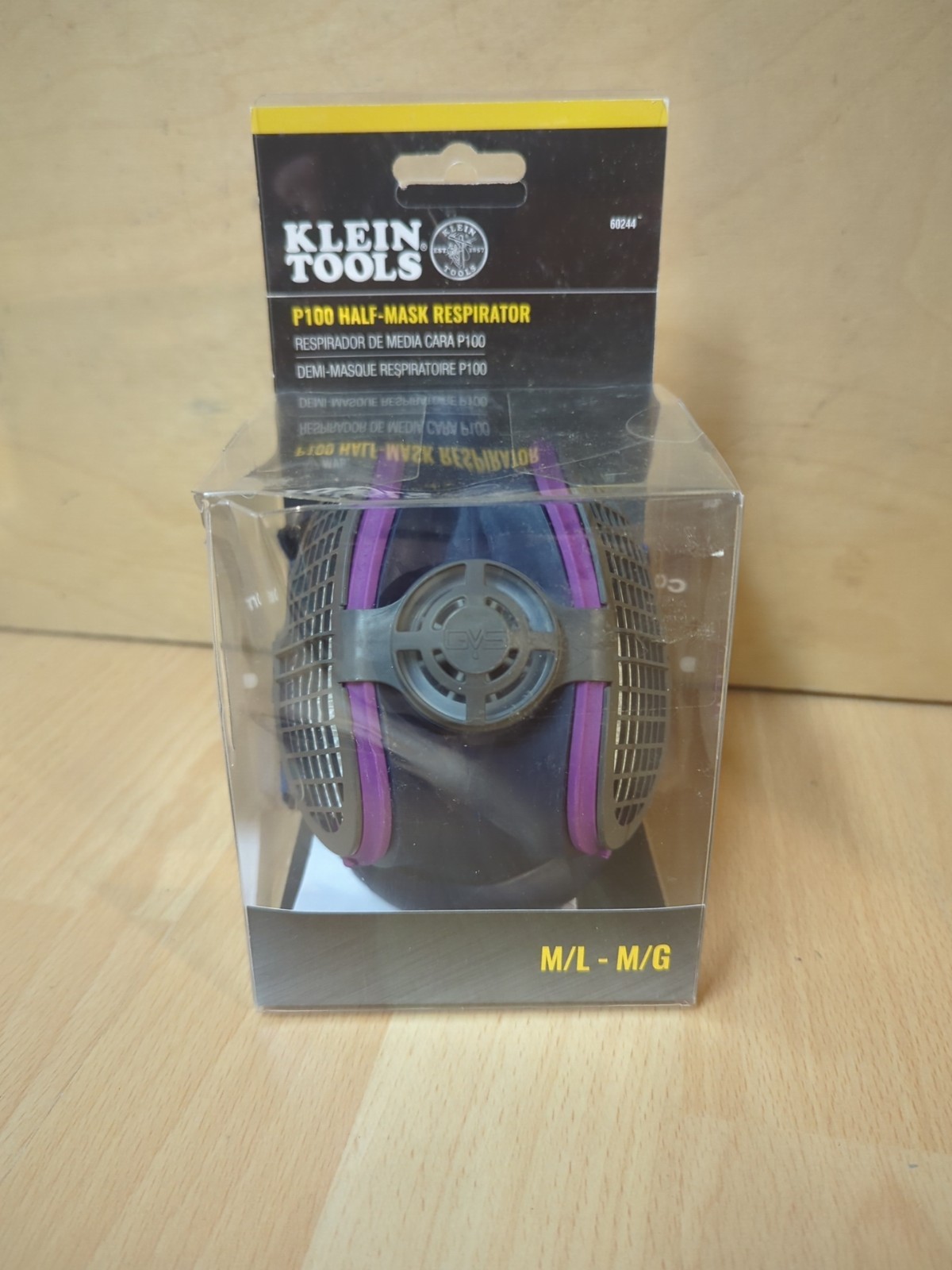 Klein Tools 60244 P100 Half‑Mask Respirator M/L – NIOSH‑Approved, Silicone Free