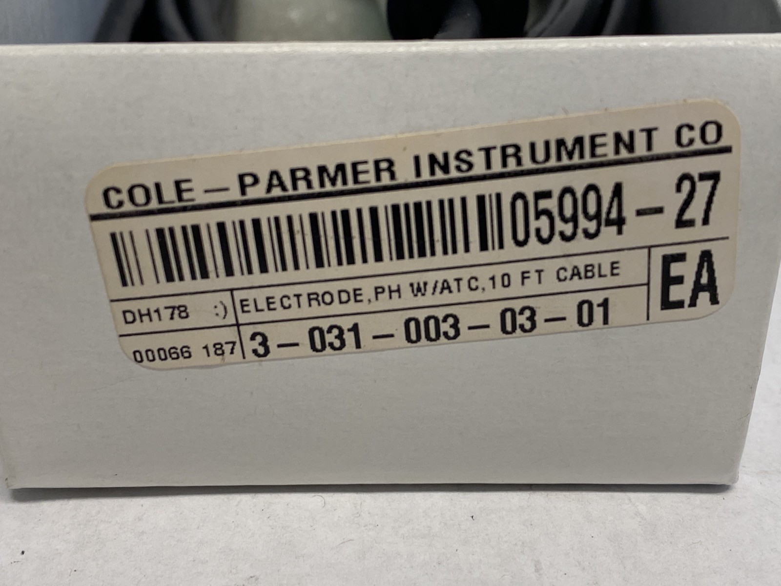 New COLE-PARMER Double Junction Glass pH Electrode Probe 12mm BNC EW-05994-27