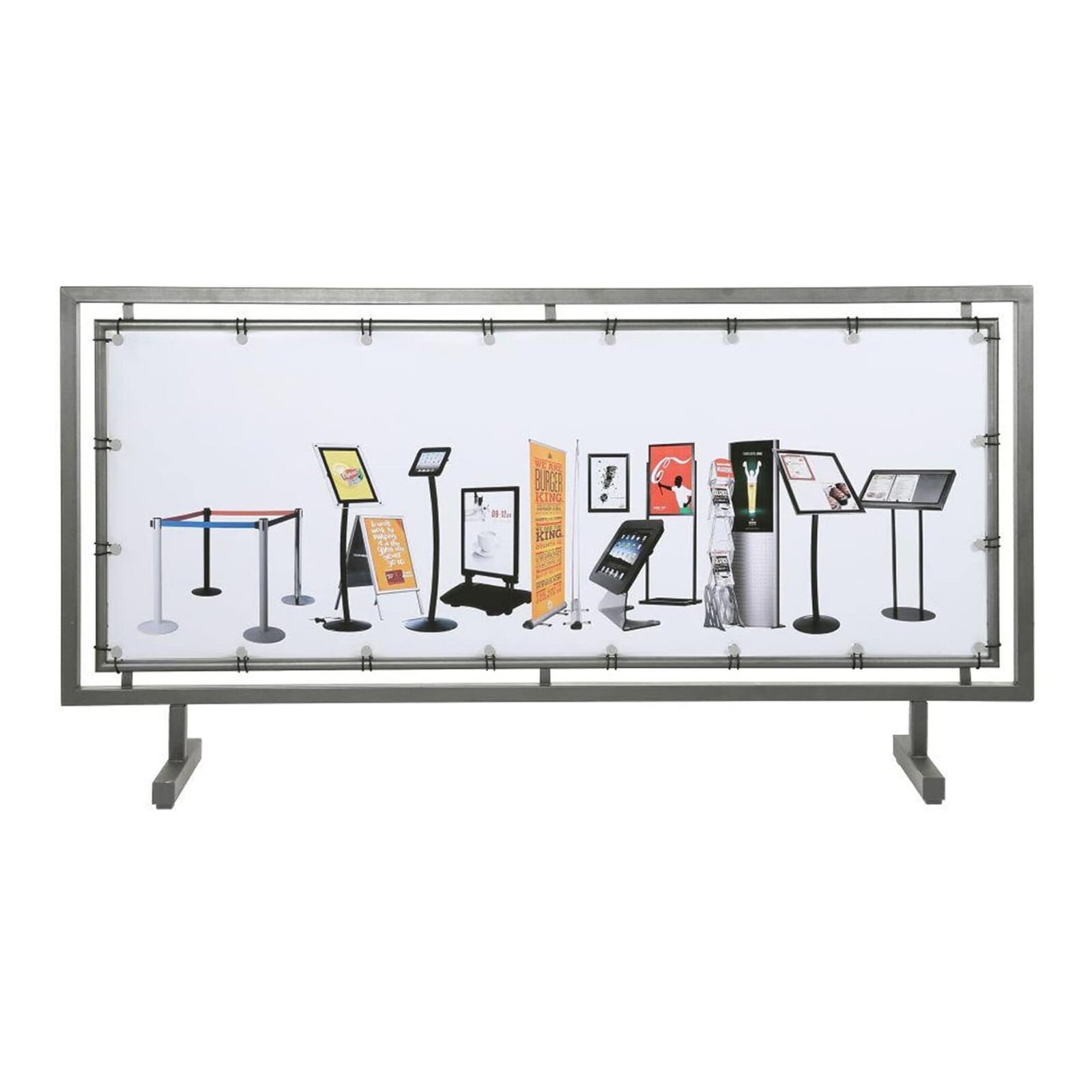 Floor Standing 65×24 inch Black Street Barrier Crowd Control Distancing Security