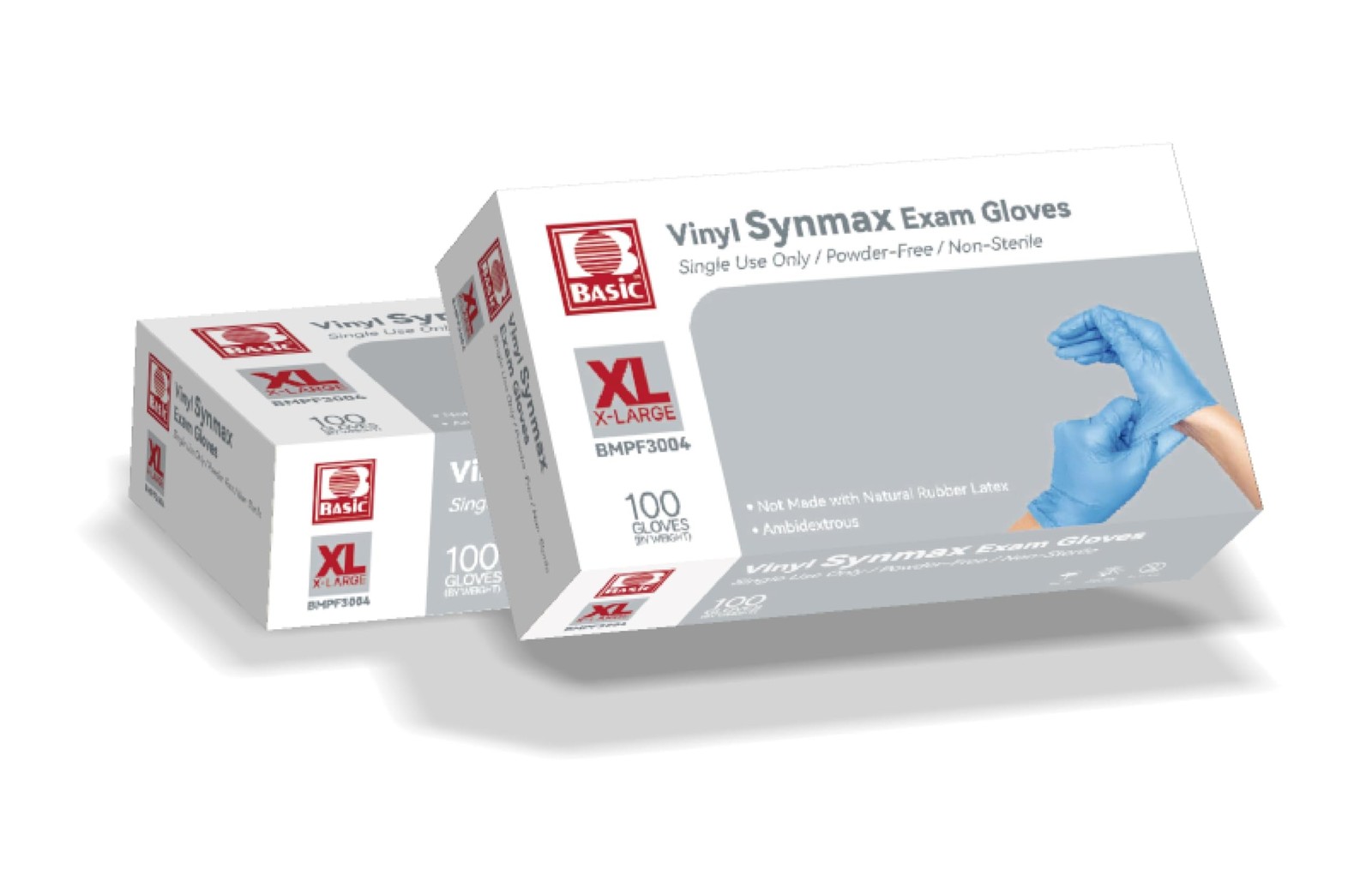 Basic Medical Synmax Vinyl Exam Gloves – Latex-Free & Powder-Free – X-Large, …