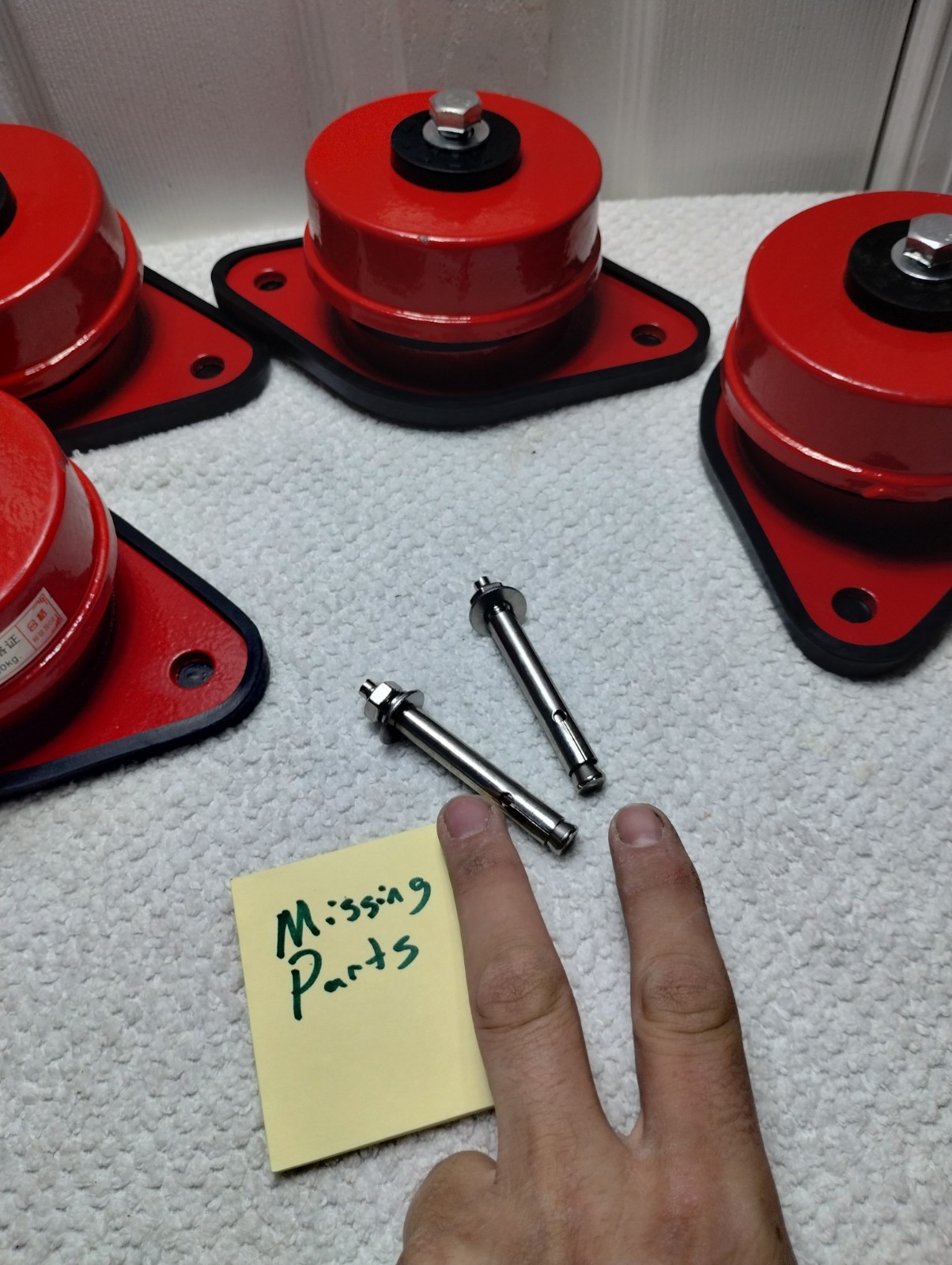 Spring Vibration Isolator Floor Mount 110-176lbs Set of 4, Missing Bolts