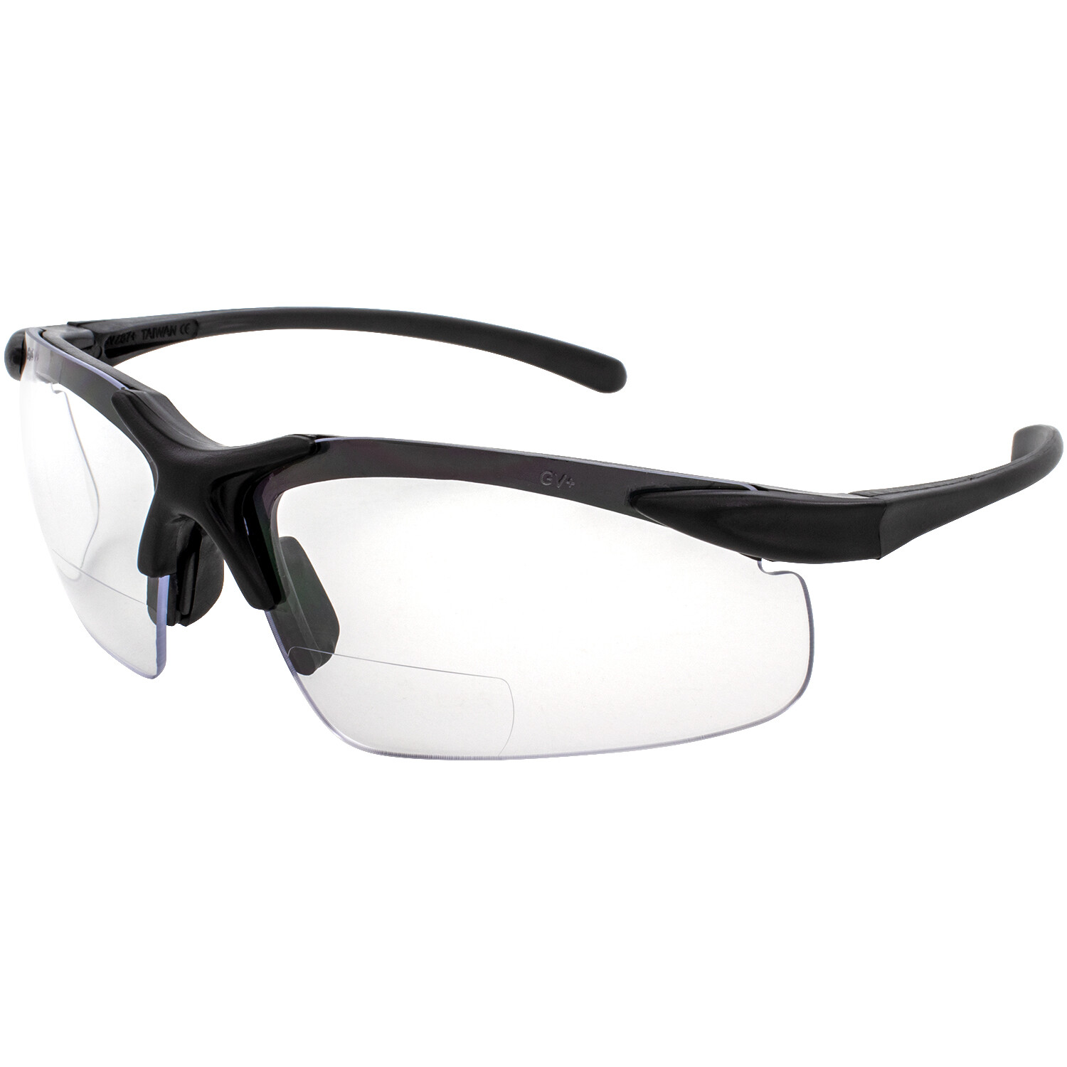 Apex Bifocal Safety Glasses 2.5 CLEAR Shatterproof Lenses Black Frame Z87.1
