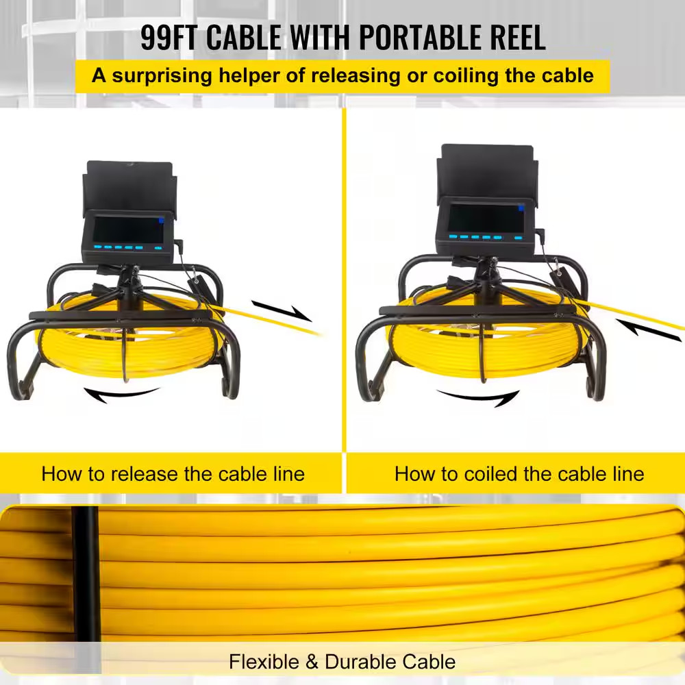 Sewer Camera 98.4 Ft/30 M 4.3 In. Pipe Drain Inspection Camera with DVR Function