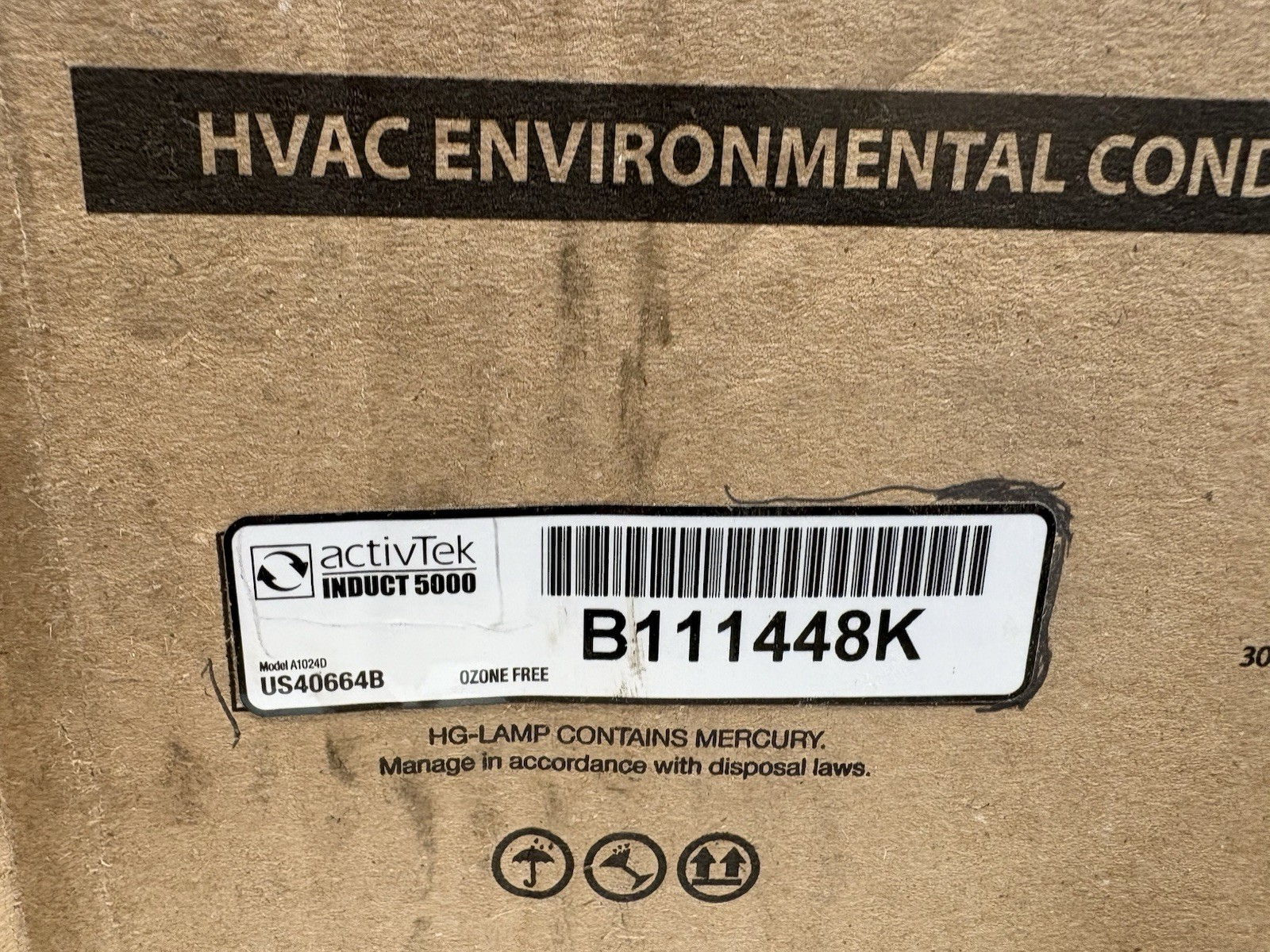 ActivTek A1024D Induct 5000 HVAC Environmental Conditioning Systems US40664B
