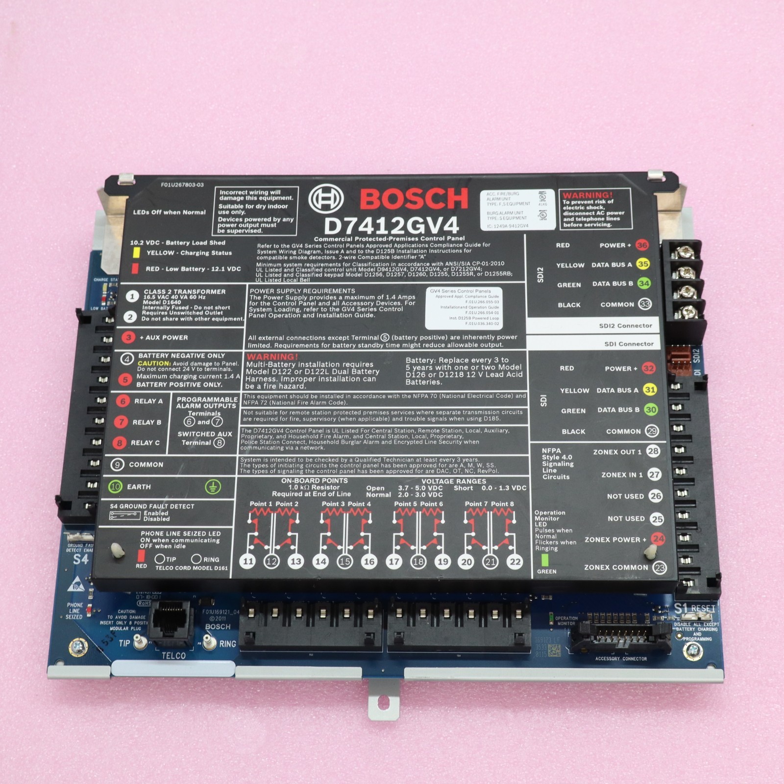 Bosch D7412GV4 GV4 Alarm Control Panel Communicator w/ Enclosure T5-E18