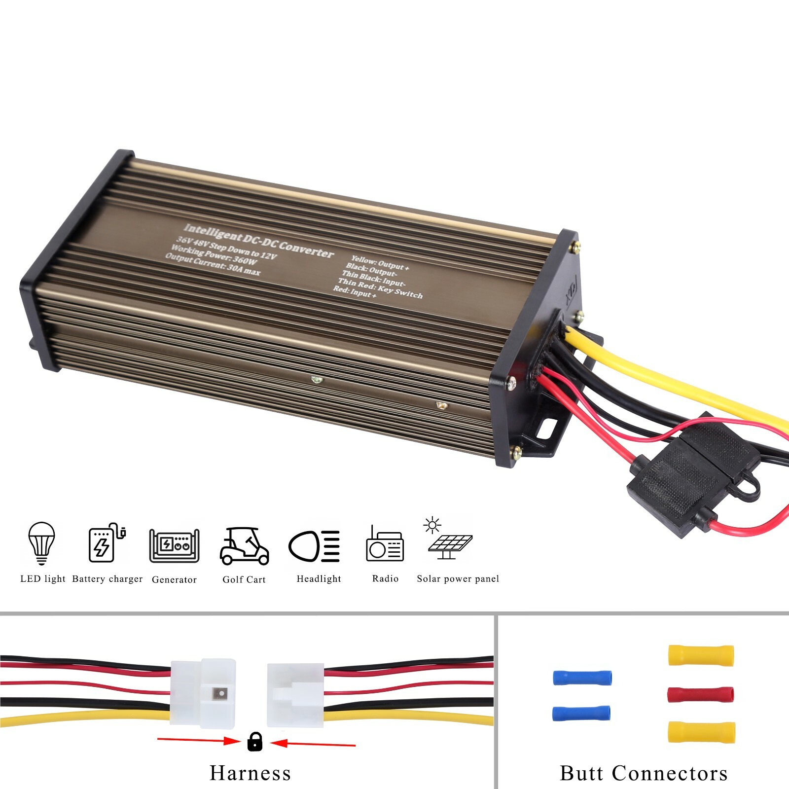 DC-DC 36V 48V Voltage Converter Regulator Reducer to 12V 360W 30A