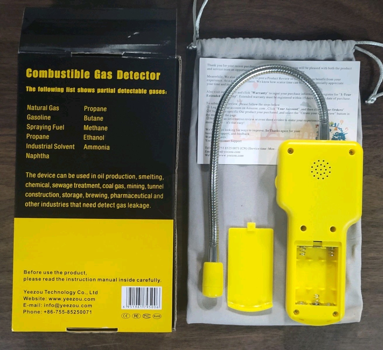 Yeezou Y201 Combustible Gas Leak Detector Natural Gas Propane Open Box Tested