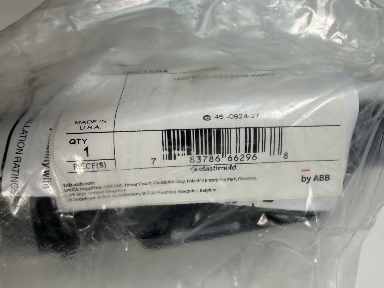 Thomas & Betts 1601EA4 15kV Extended Bushing Insert Elastimold 45-4321-29 NEW