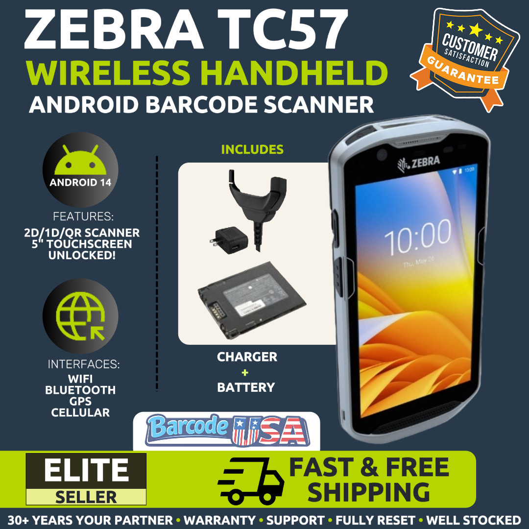 ✅Zebra TC57 Wireless Handheld, Android 14, 2D/1D/QR Barcode Scanner UNLOCKED!🔥⭐