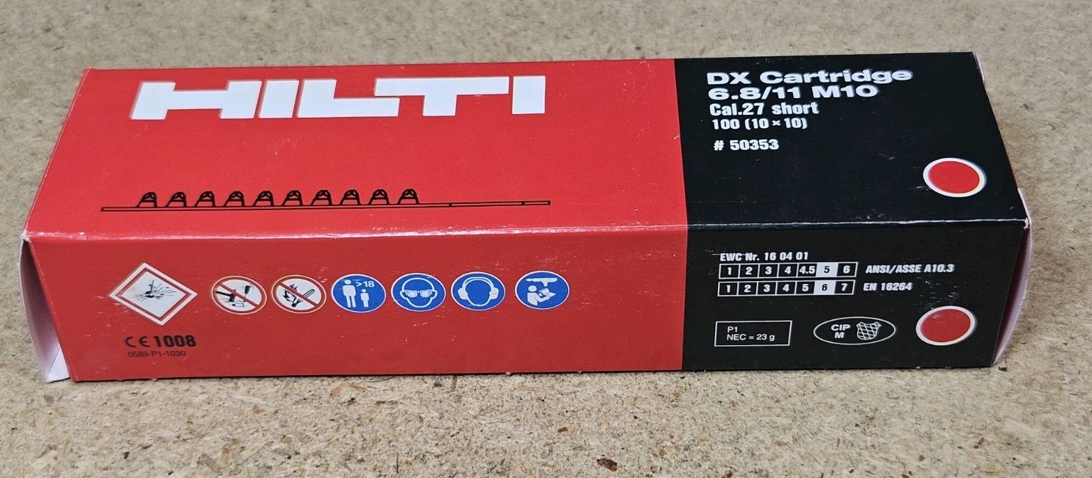 HILTI 6.8/11 M10 powder cartridges .27 cal – red – 50353 – 10 strips – 100 shots