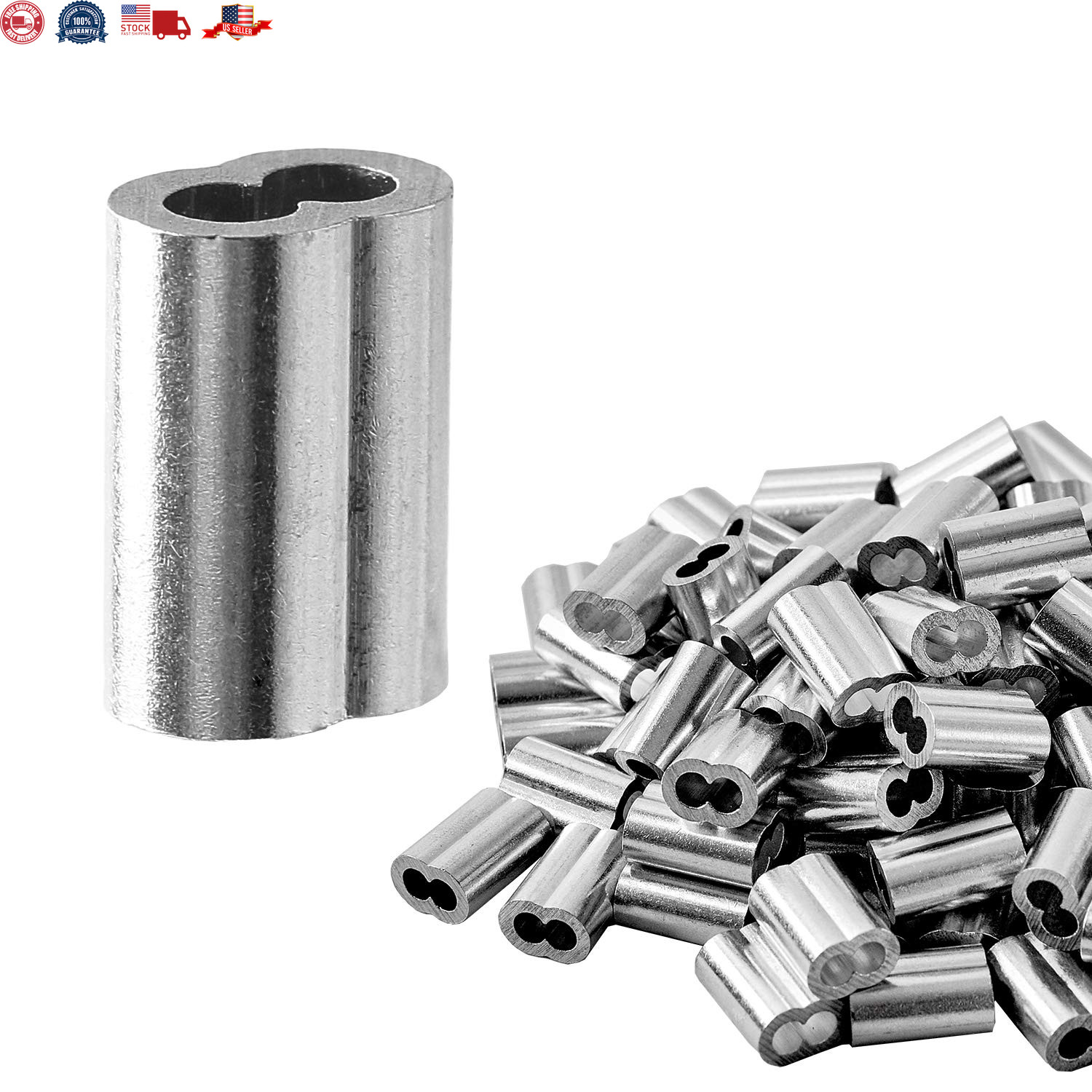 1/8″ (3Mm) Aluminum Crimping Loop Sleeve for Wire Rope, Cable Ferrule (100Pcs)