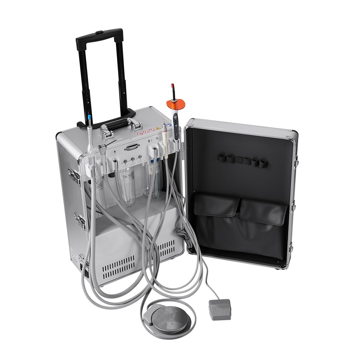 FDA Portable Dental Mobile Delivery Unit Suction Rolling Case Compressor /Chair