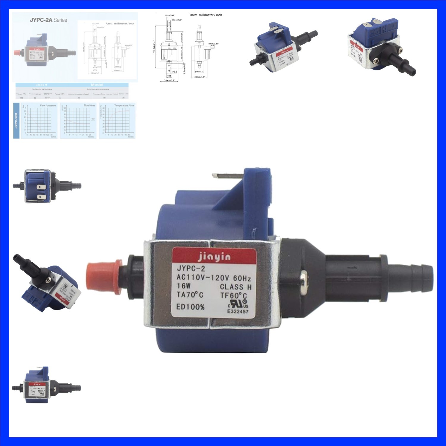JYPC-2 AC 110V – 120V 60Hz 16W 90cc/min Electromagnetic Solenoid Water Pump f…