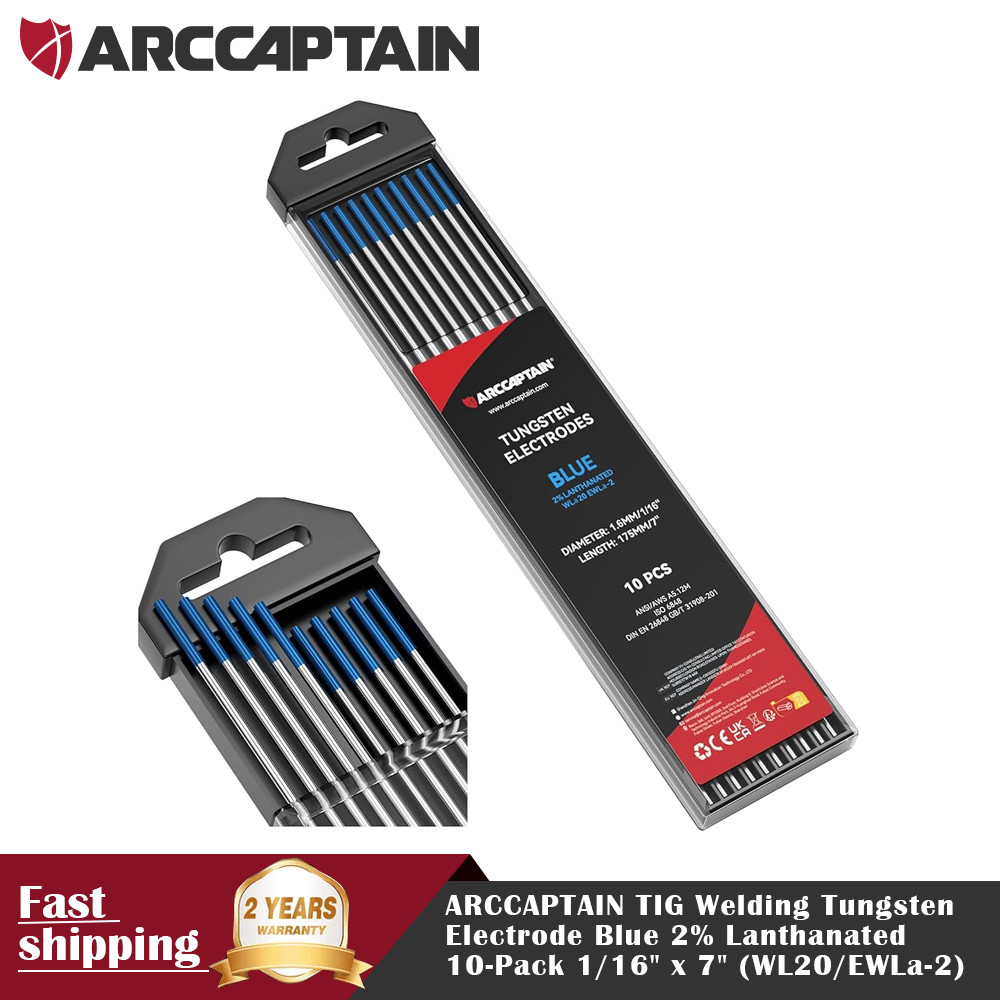 ARCCAPTAIN TIG Welding Tungsten Electrode 10-Pack Blue 2% Lanthanated 1/16″ x 7″