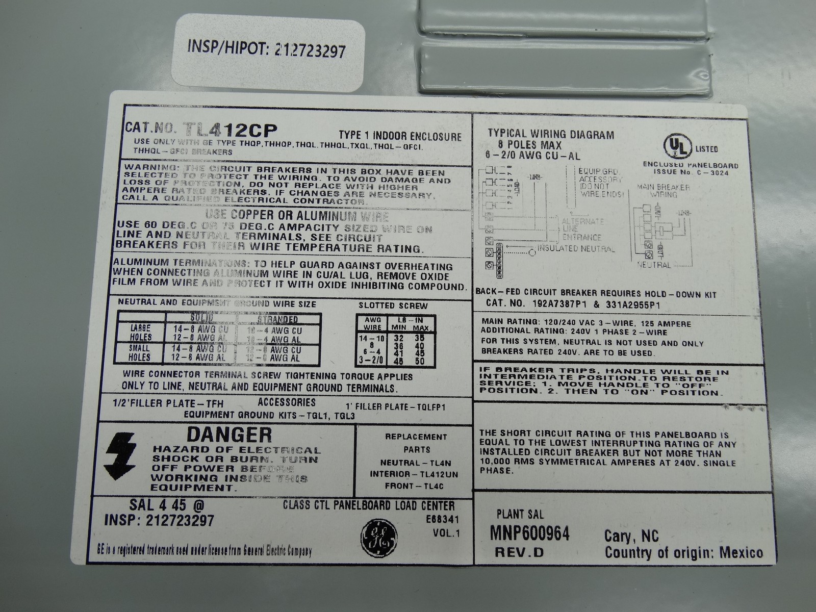 GE PowerMark Plus 125A 4-Space 8-Circuit Indoor Main Lug Circuit Breaker Panel