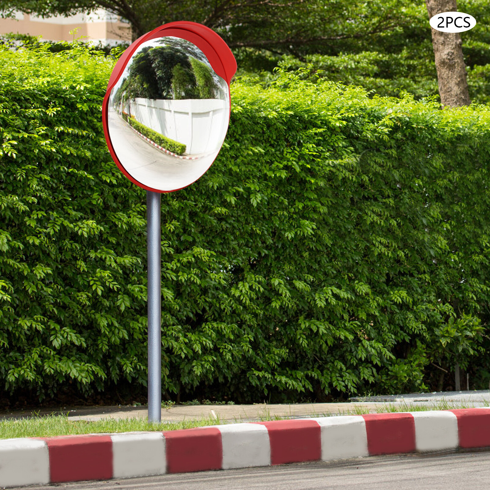 2pc 24″ Security Traffic Convex Mirror Wide Angle Safety Mirror Driveway Outdoor