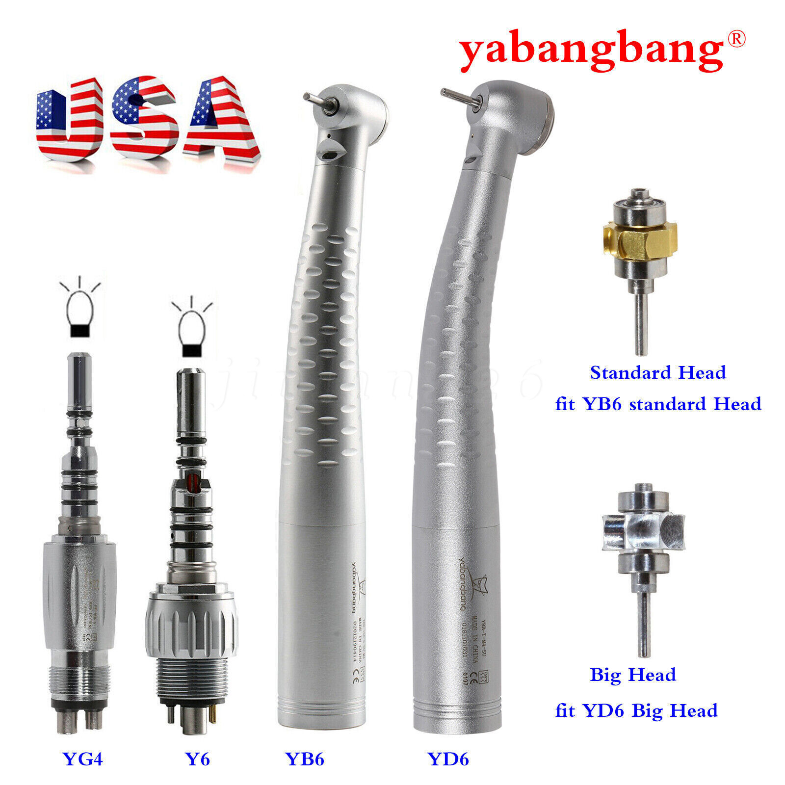 KAVO Style Dental Fiber Optic LED High Speed Handpiece /Quick Coupler 4/6 Holes