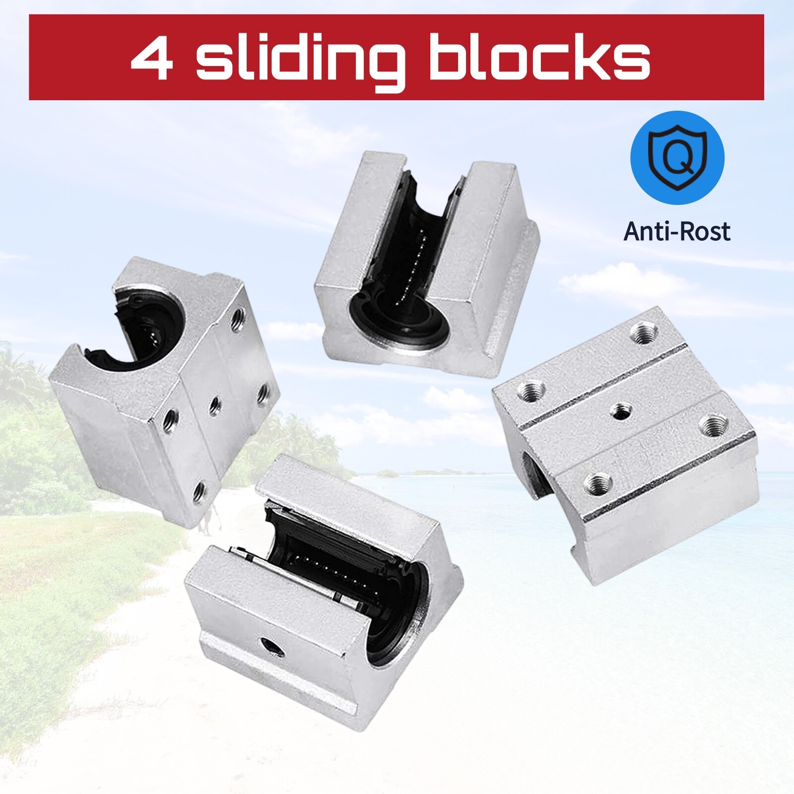 2x SBR16 300-3000mm Linear Silde Rail Guide Shaft 4x SBR16UU Bearing Blocks SET