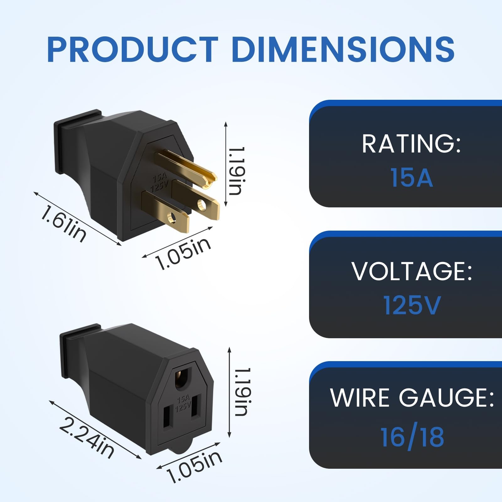 Electrical Replacement Plug & Connector Set, Extension Cord Ends Male and Female