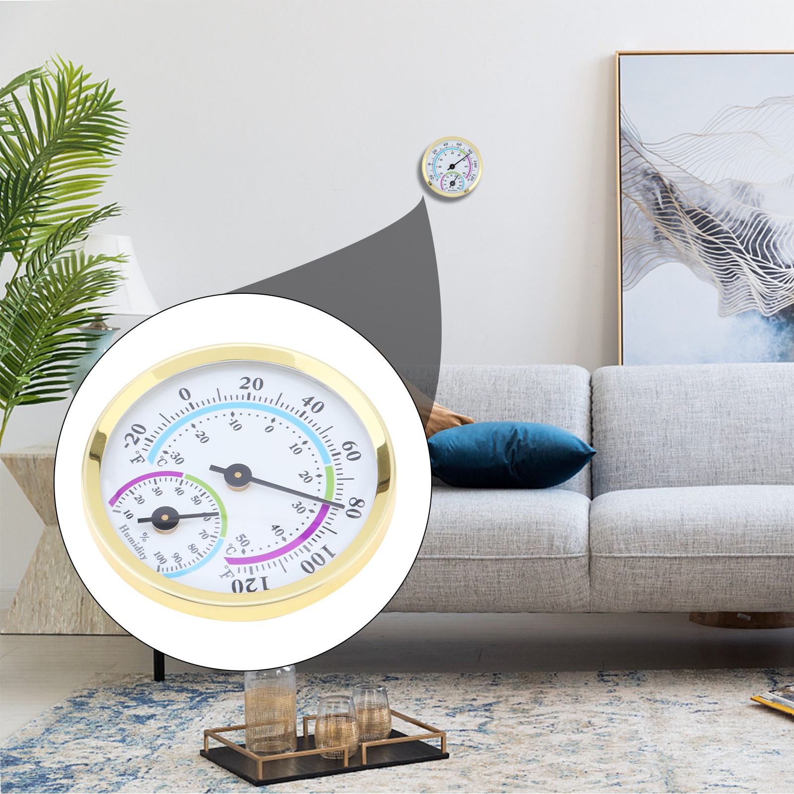 2 in 1 Temperature Hygrometer Analog Humidity Monitor Gauge Indoor / Outdoor