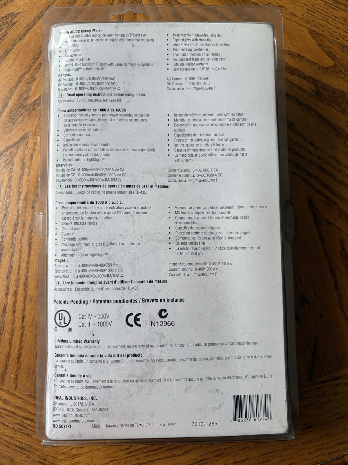 NEW IDEAL 61-774 Industrial Clamp Meter 1000AAC w/TRMS, DC Current, Capacitance