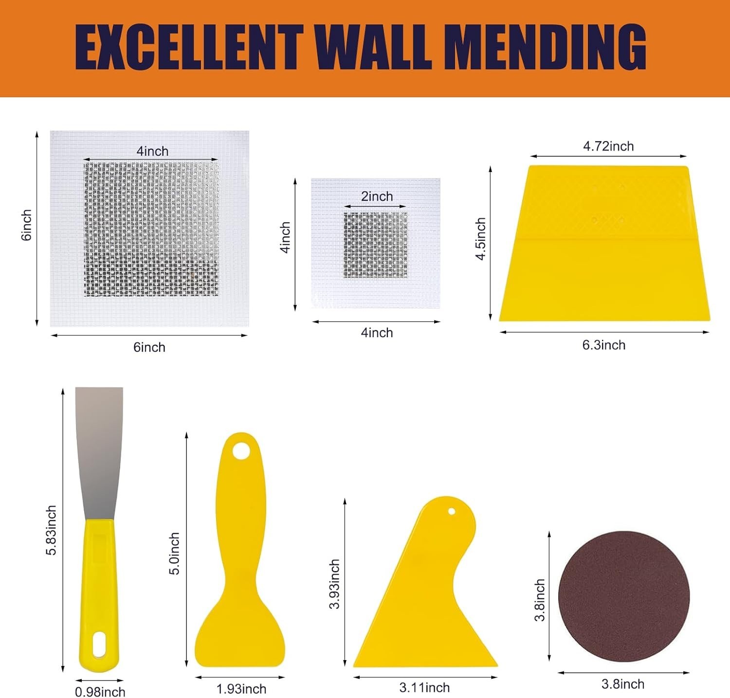 Complete Wall Surface Repair Kit: Fast-Drying White Putty & Adhesive Patches