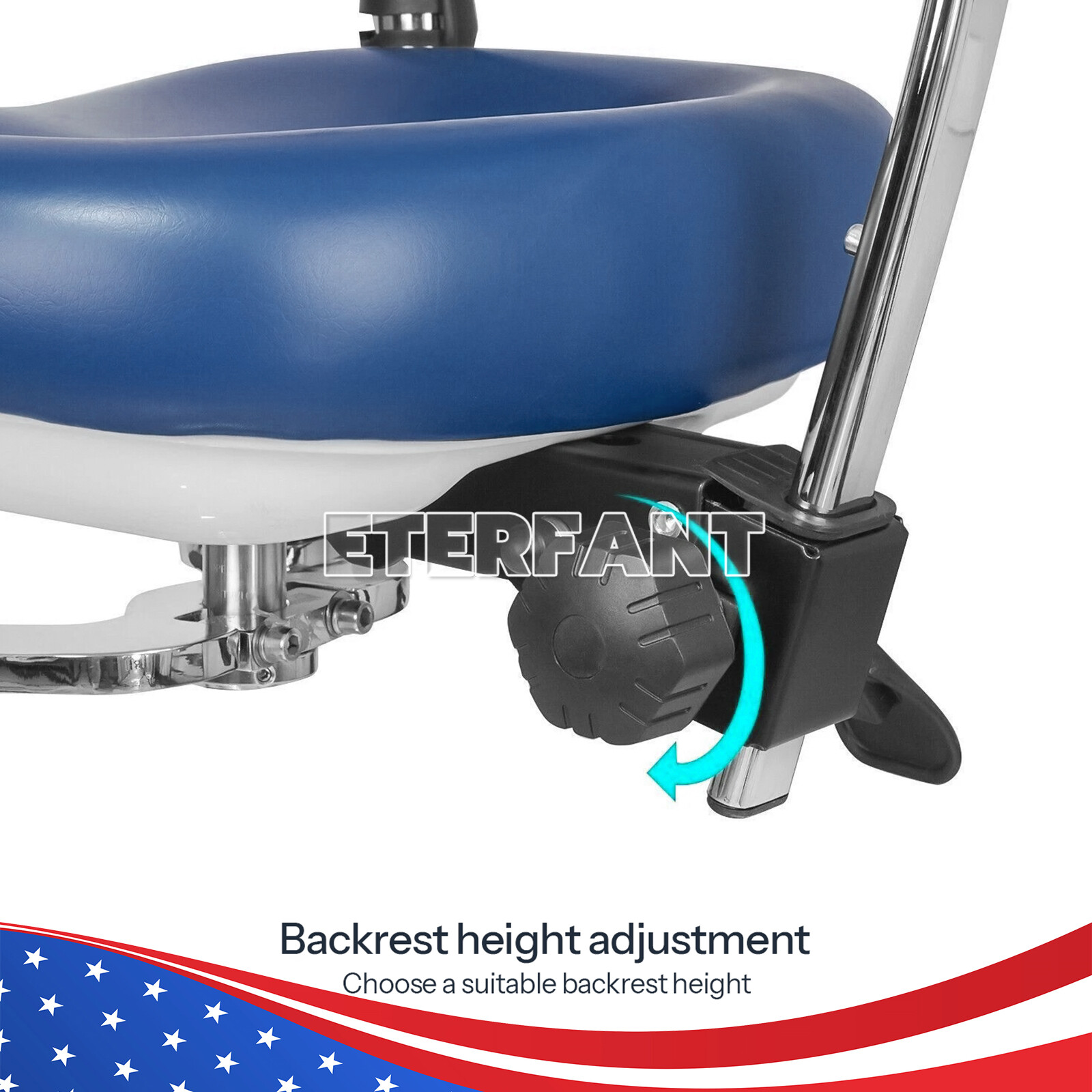 ETERFANT Adjustable Mobile Chair/Medical Microscope Stool Chair with Armrest