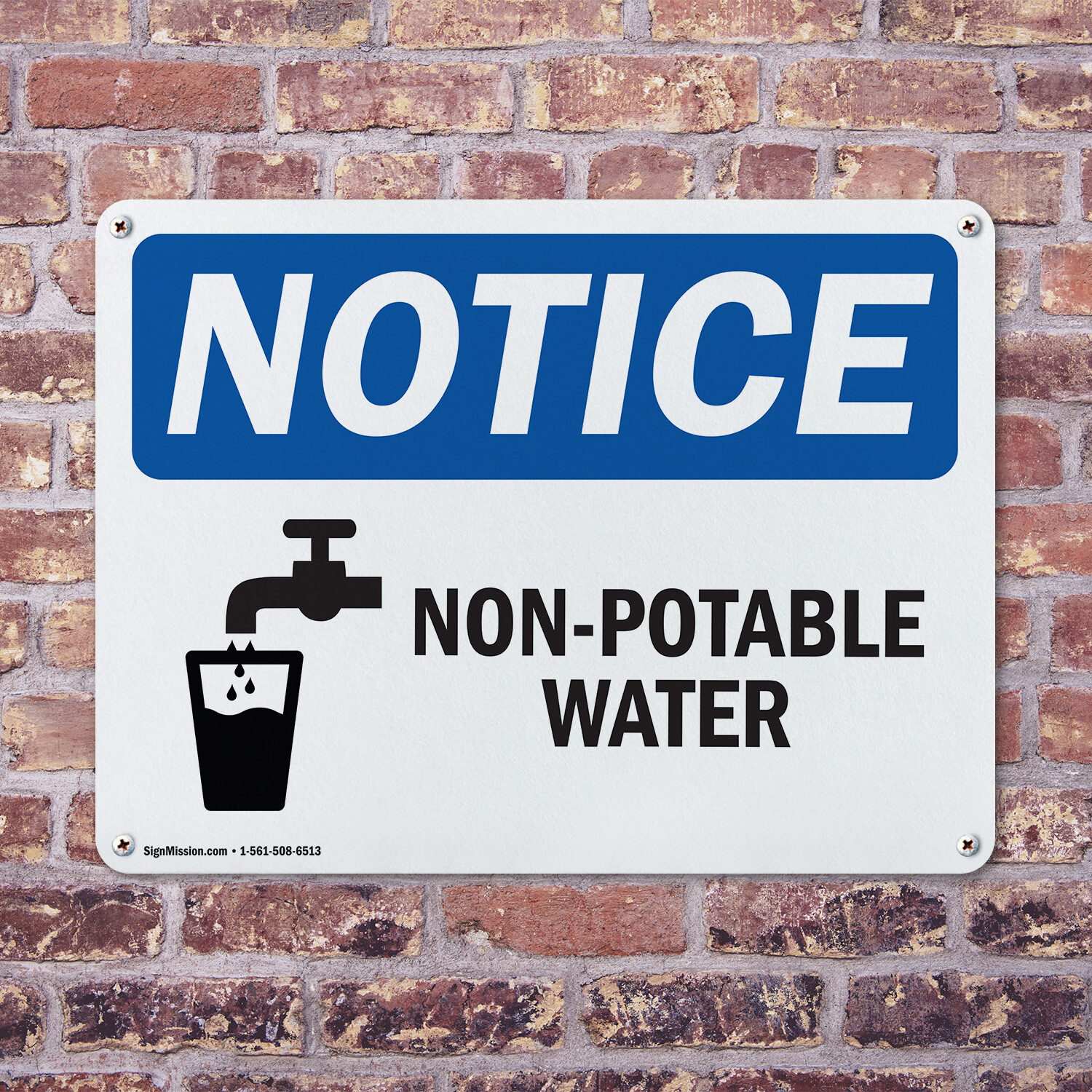 (2 Pack) Non-Potable Water OSHA Notice Sign Decal Metal Plastic