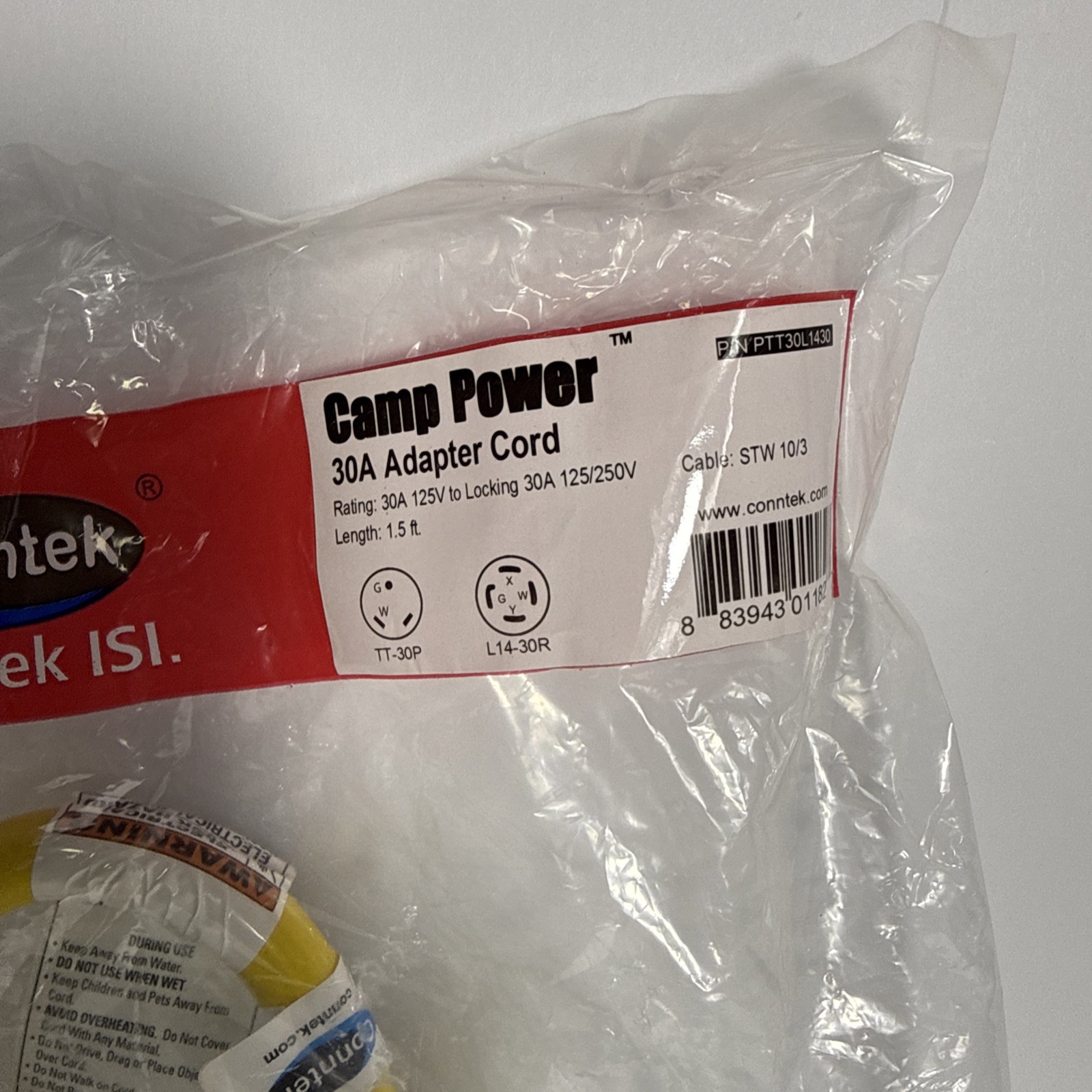 Conntek PTT30L1430 1.5-Feet Generator Locking Adapter RV 30-Amp Converter