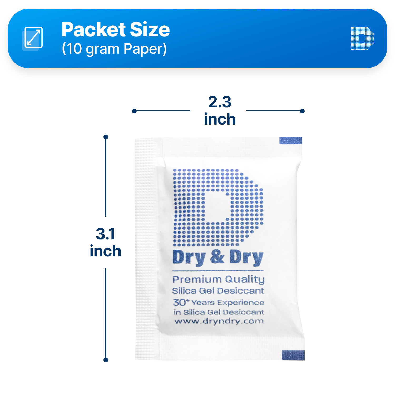 10 gram X 100 PK “Dry&Dry” Silica Gel Desiccant Packets(Reusable)-FDA Compliant