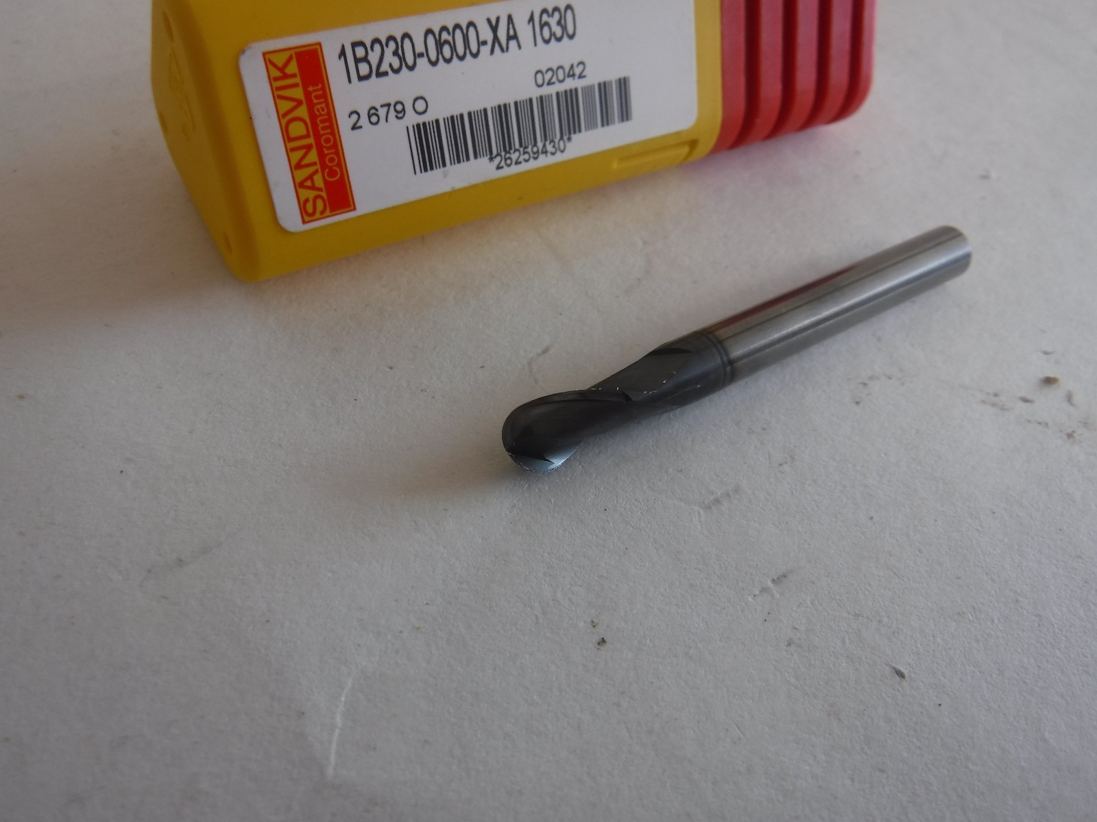 Sandvik Solid Carbide Ball Nose End Mill, 0.2362″ Cutting Dia. 1B230-0600-XA (T)