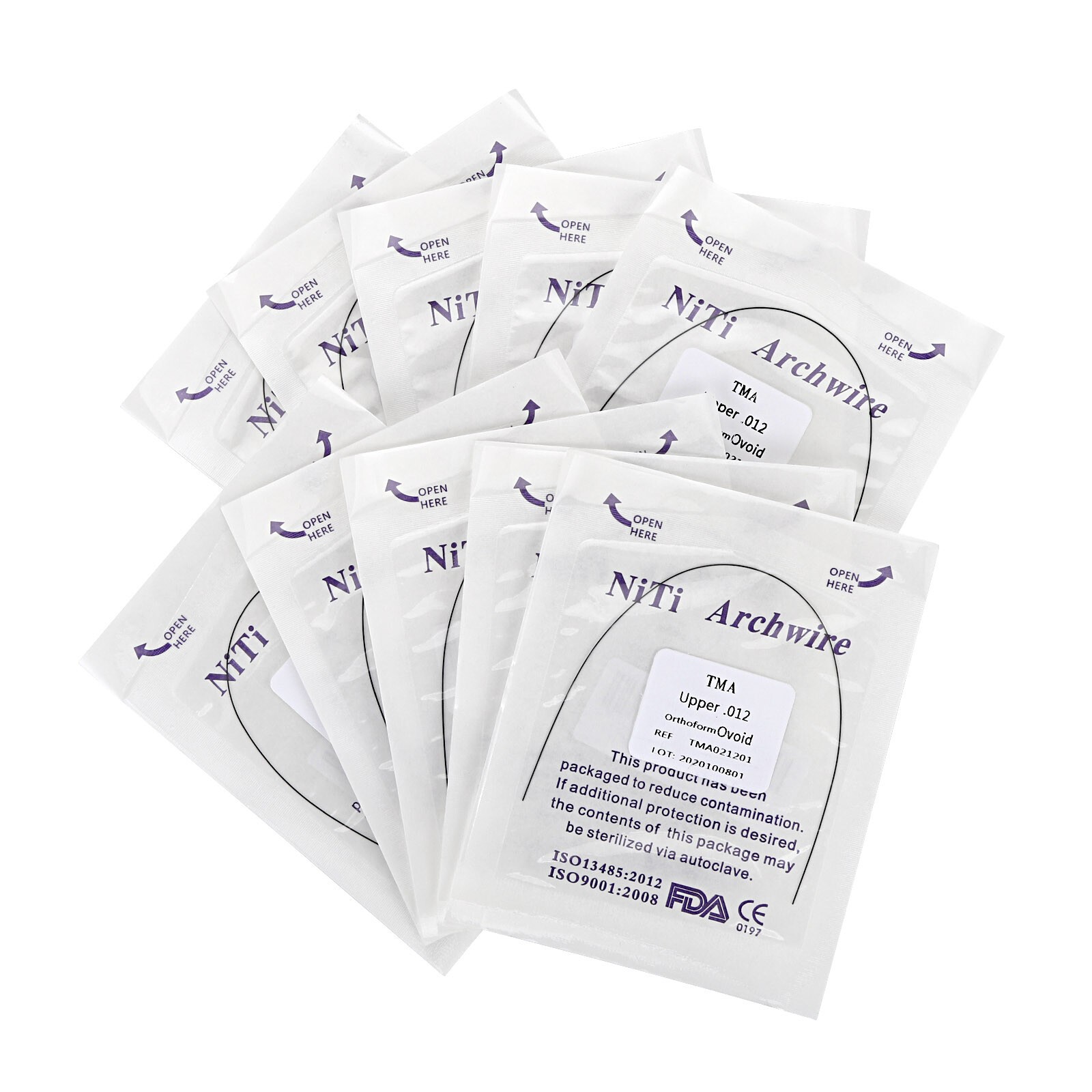 Dental Orthodontic TMA Beta Arch Wire Ti-Mo Alloy Round Ovoid/Natural 012-020
