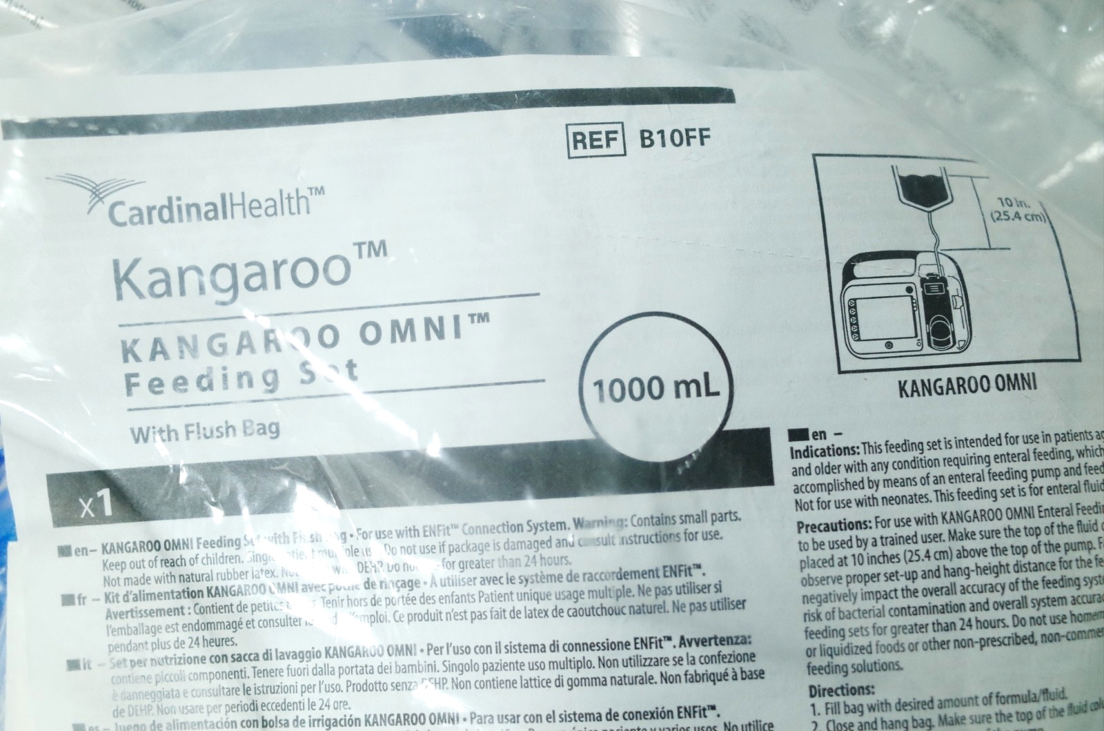 Lot of 5 Kangaroo OMNI Feeding Flush Bag 1000mL Bag Set B10FF OMNI Pump
