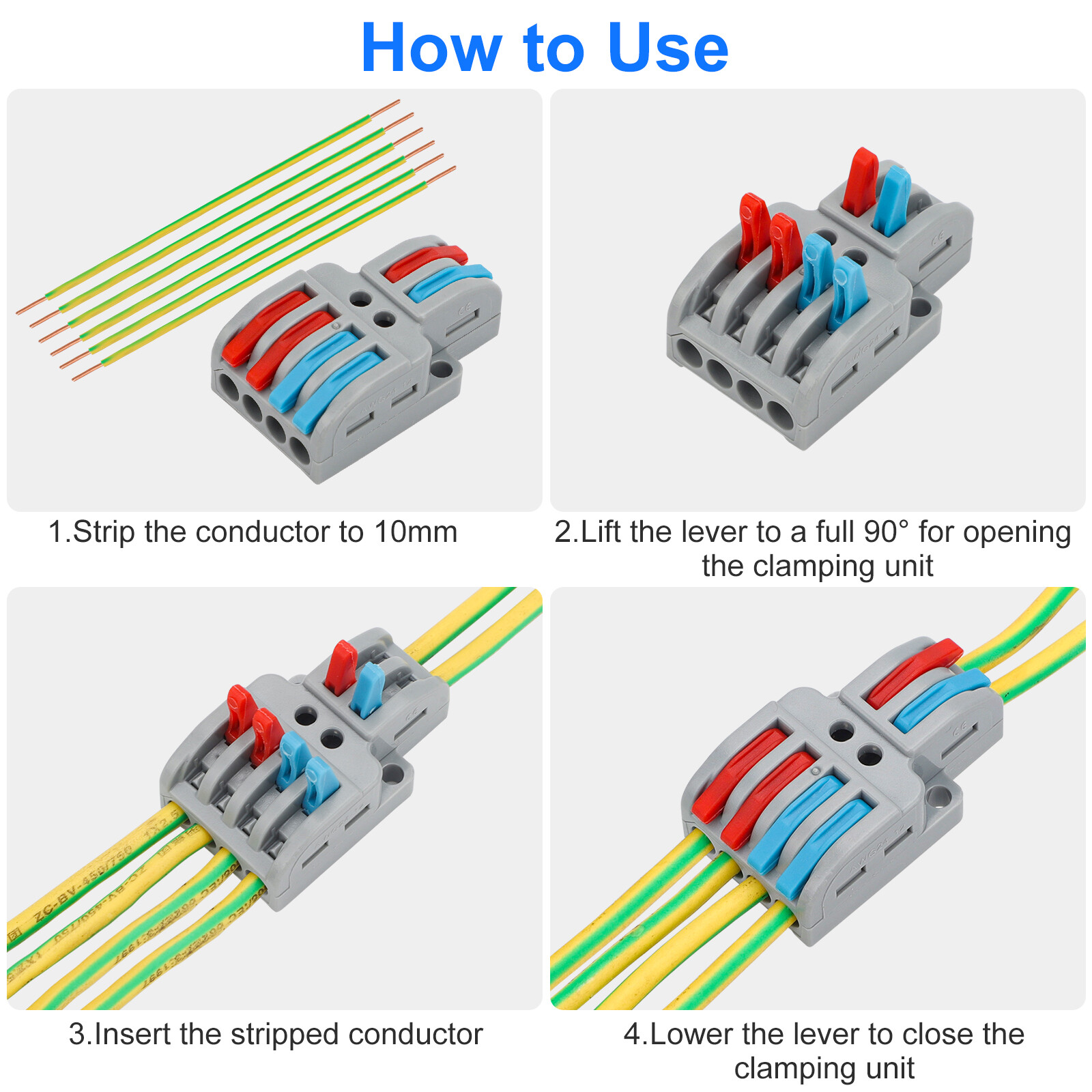 20Pcs Lever Wire Connectors Quick Wiring Push-in Conductor Terminal Blocks
