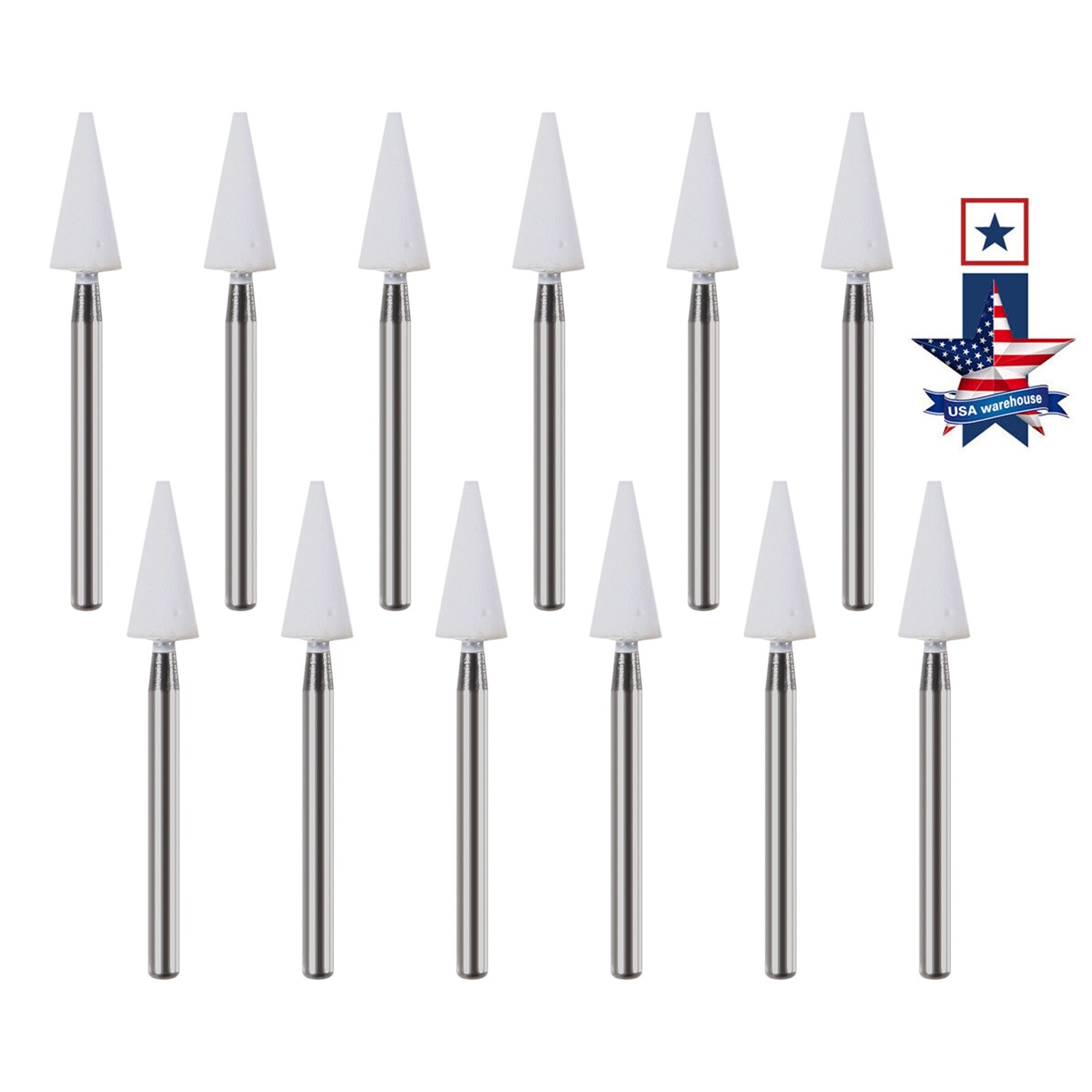 12 Pcs/Box Dental White Polishing Stones Cone Shape FG Burs Arkansas Stone CN1
