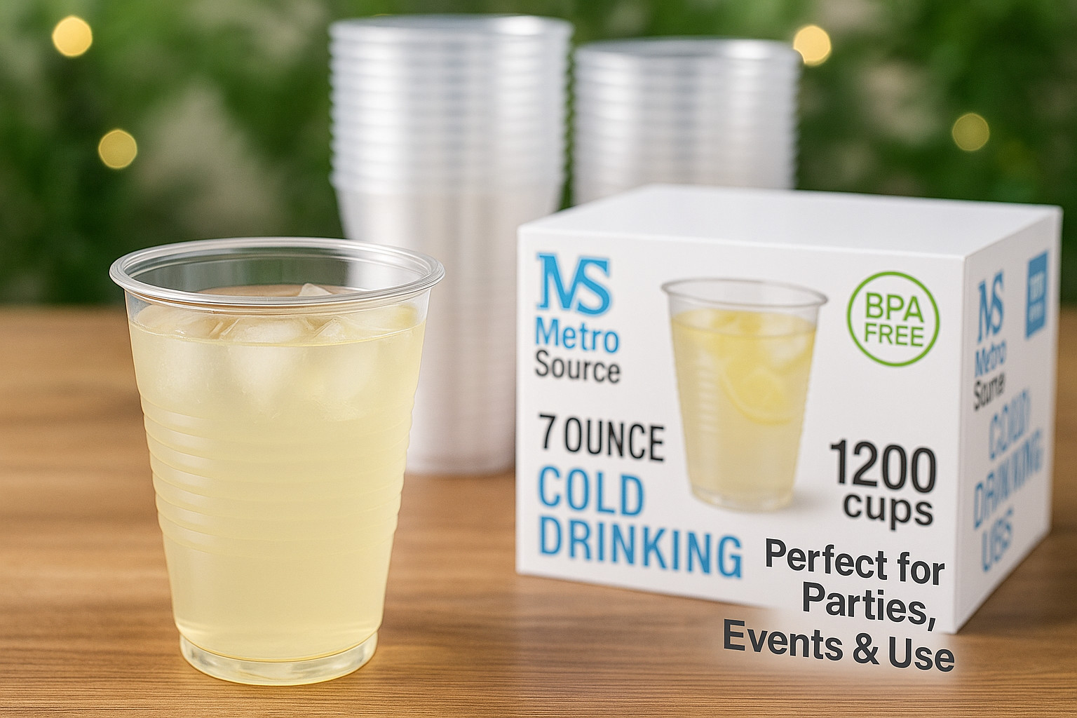 Metro Source 7 oz Clear Plastic Cups 1200 Count | Durable Disposable PP Cups