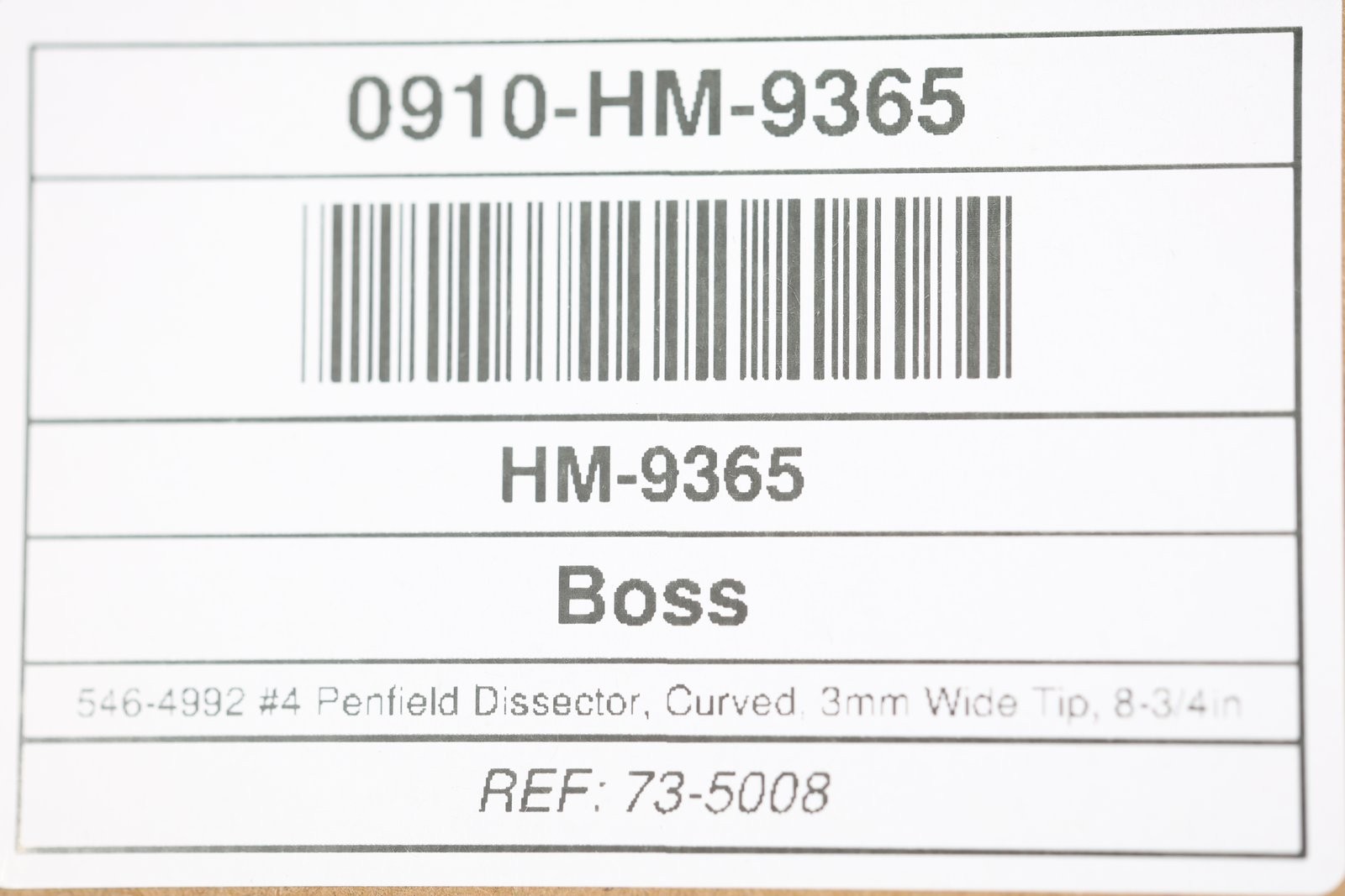 Boss 546-4992 #4 Penfield Dissector, Curved, 3mm Wide Tip, 8-3/4in
