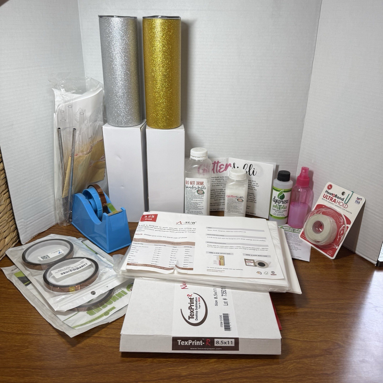 Large Lot Of Sublimation Blanks Tumbler Paper Tape Supplies