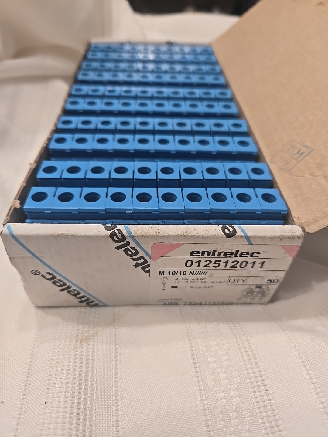ABB Entrelec 1SNA125120R1100 Feed-Through Terminal Block BLUE M10/10 New Box 50
