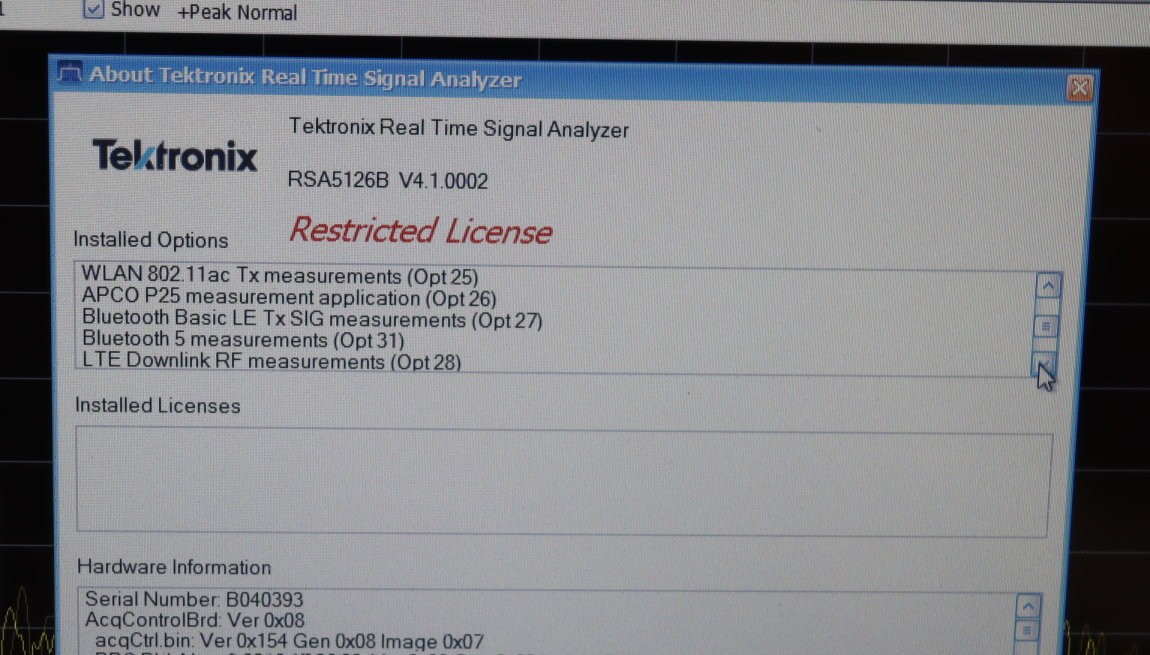 Tektronix RSA5126B Real-Time Signal and Spectrum Analyzer 1Hz-26.5GHz LOADED Opt