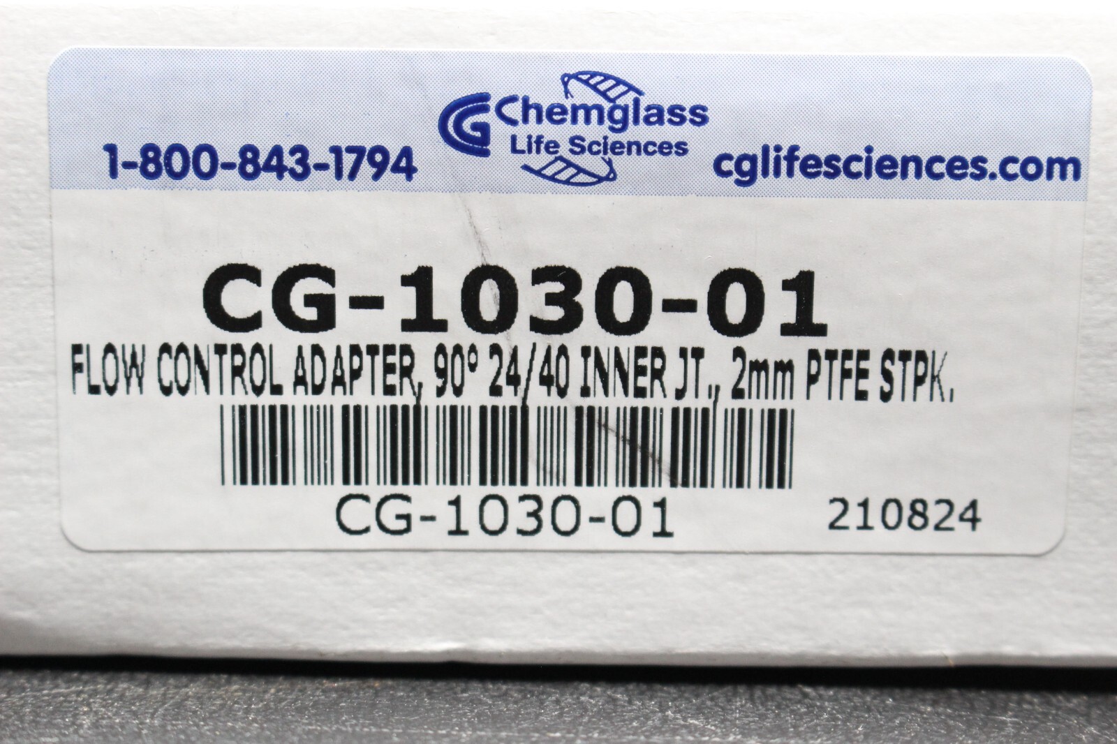 Flow Control Adapter PTFE Stopcock 90° Angle 24/40 Inner CG-1030-01 Chemglass.