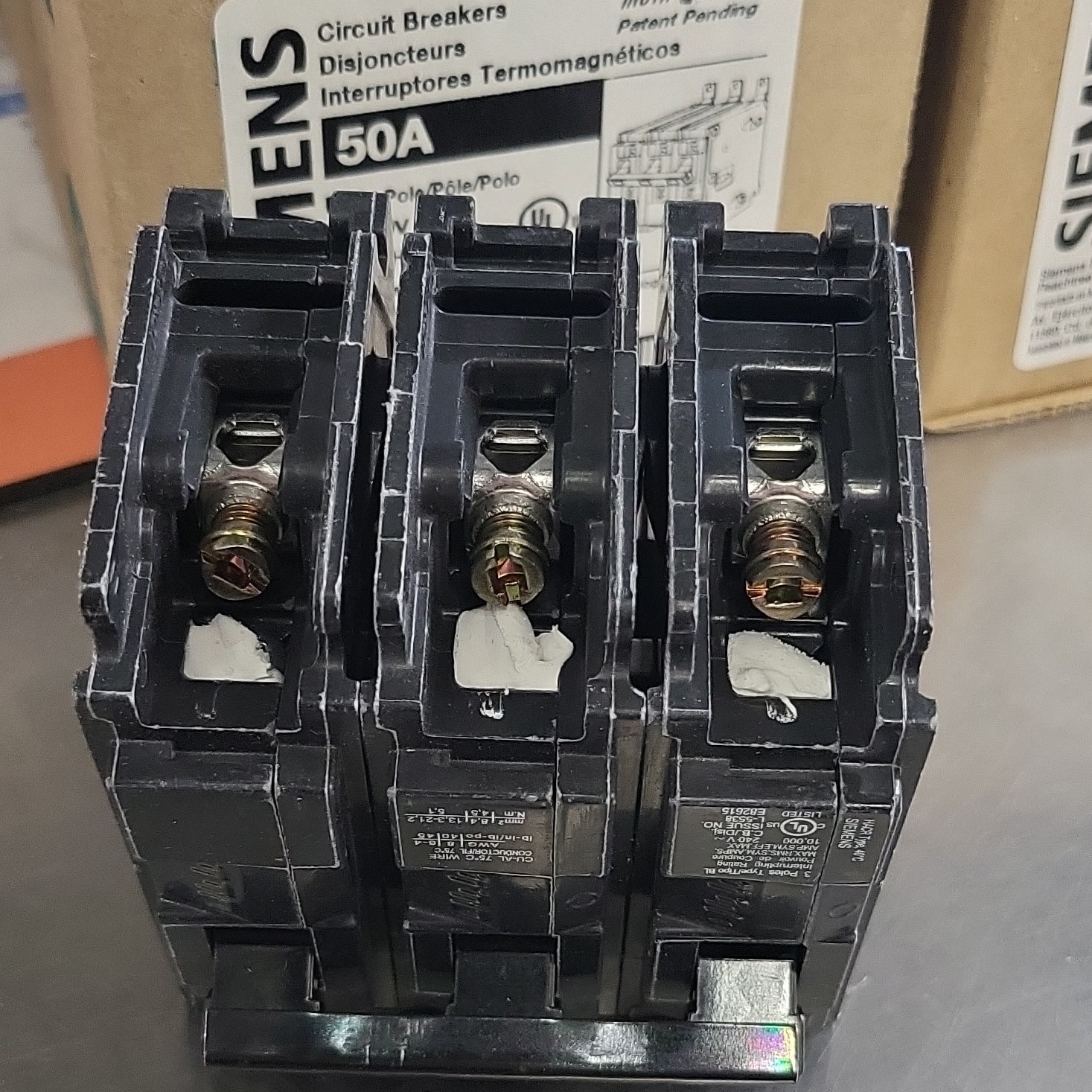 Siemens B350 50A 3-Pole 240V Bolt-On Thermal Overload Protection Breaker